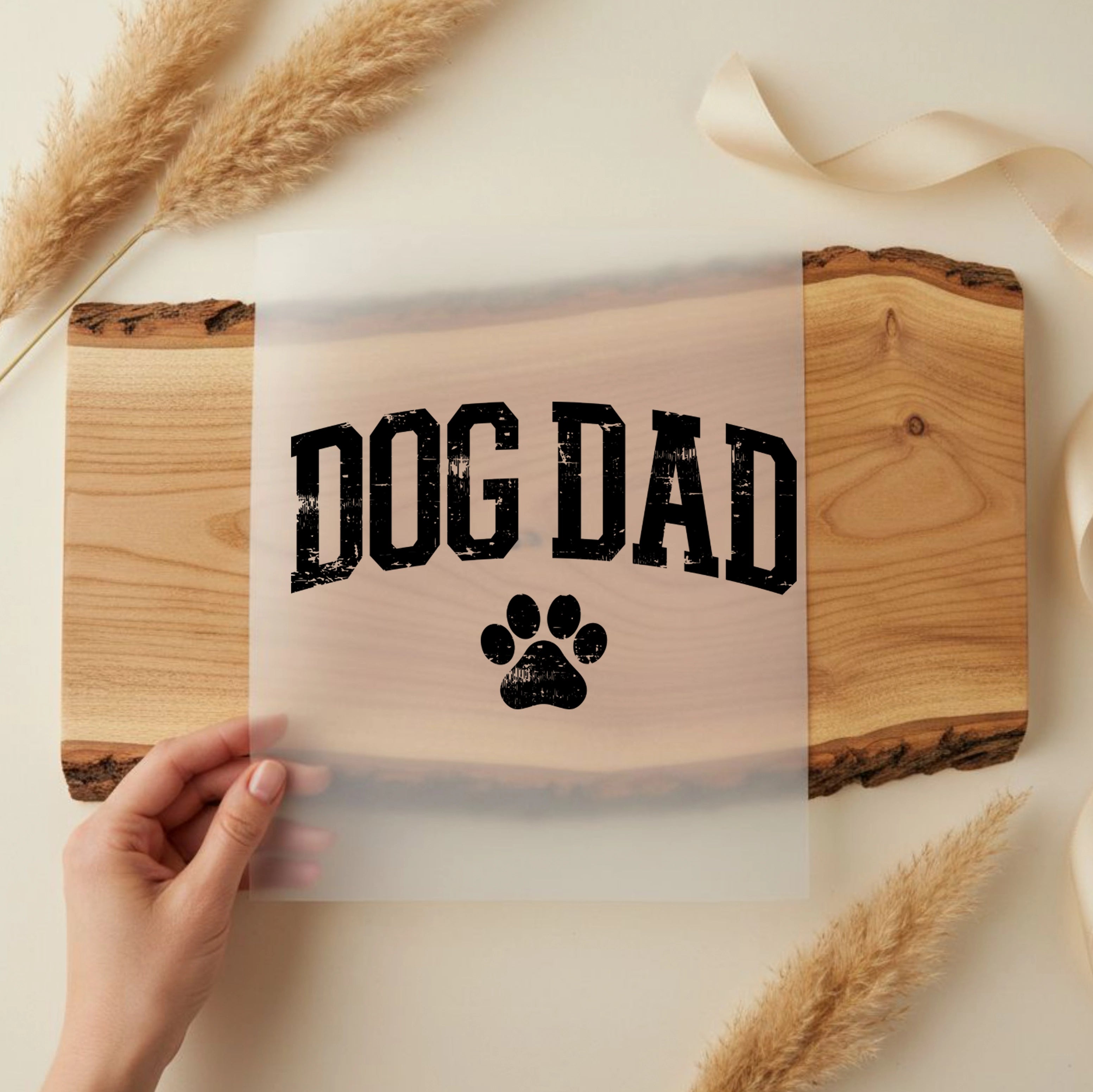 Bügelbild Schriftzug Dog Dad schwarz