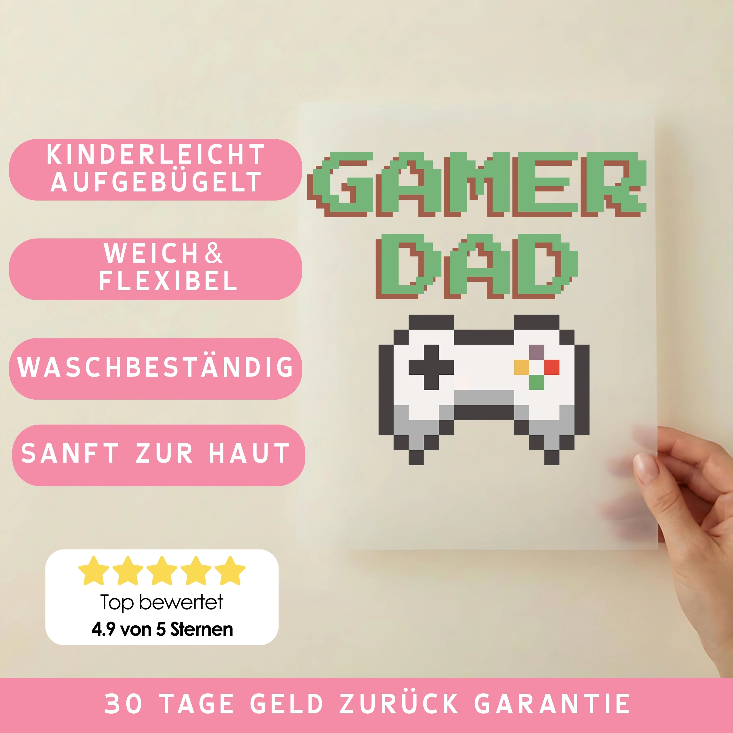 Bügelbild Gamer Dad Controller