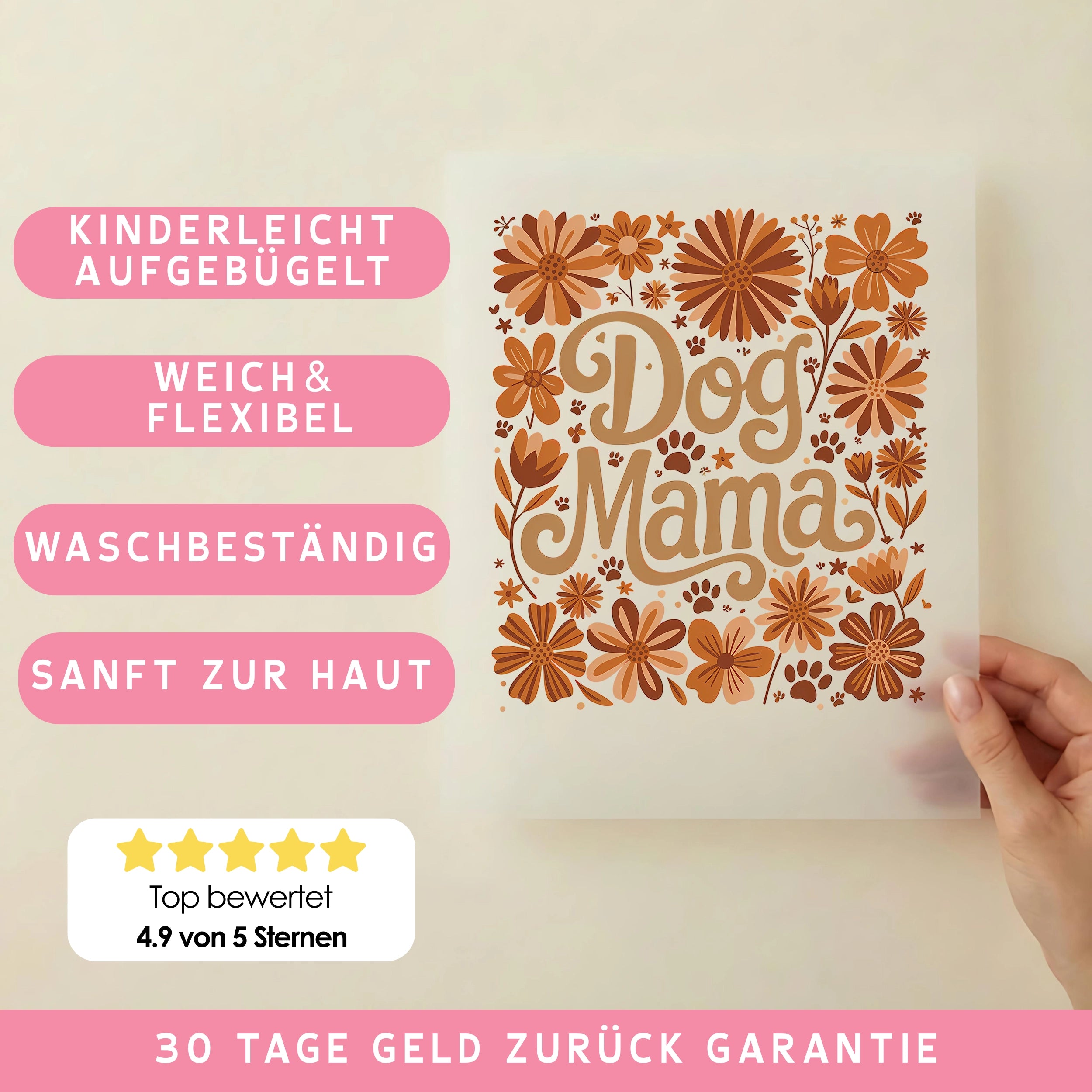 Bügelbild Dog Mama Orange