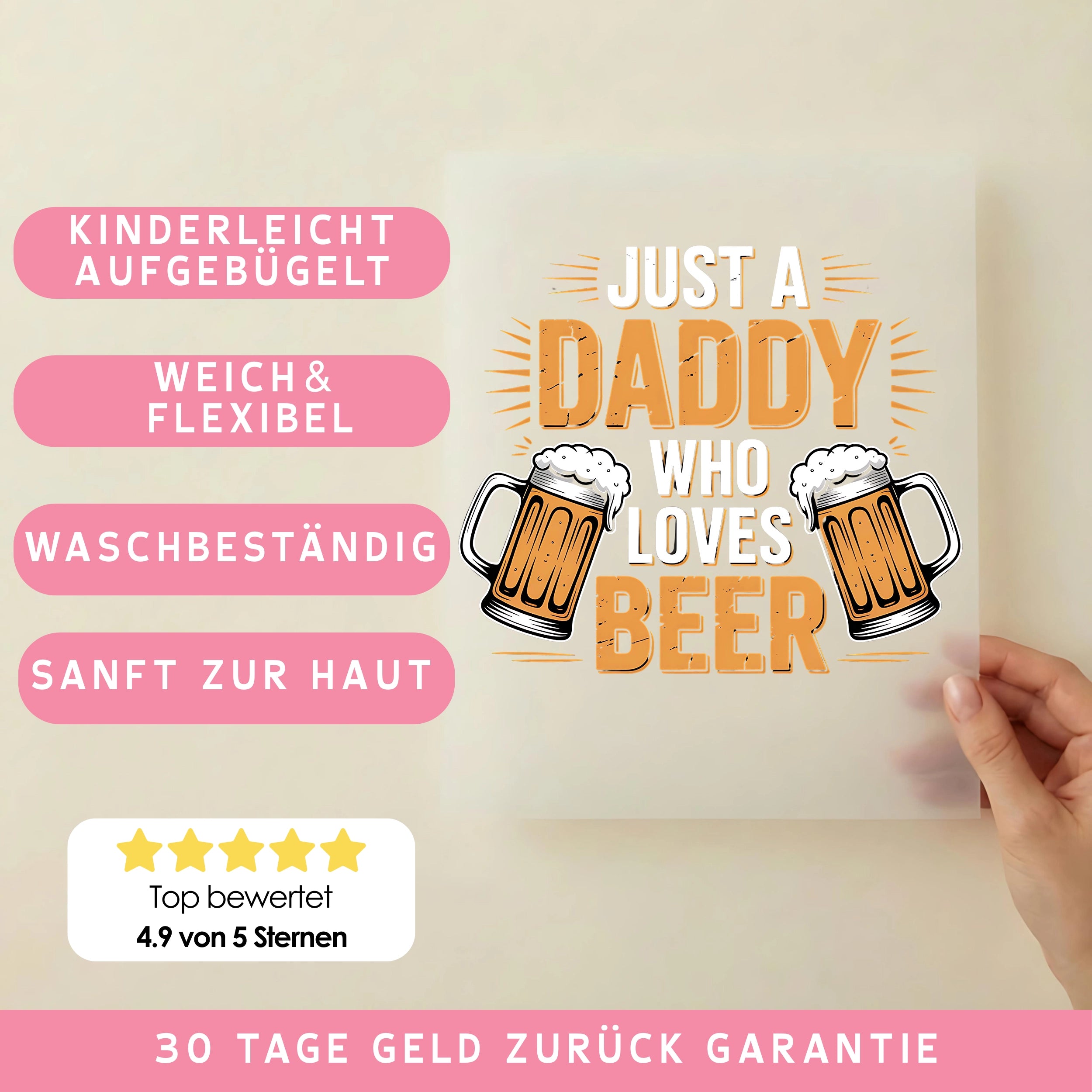 Bügelbild Daddy Loves Beer