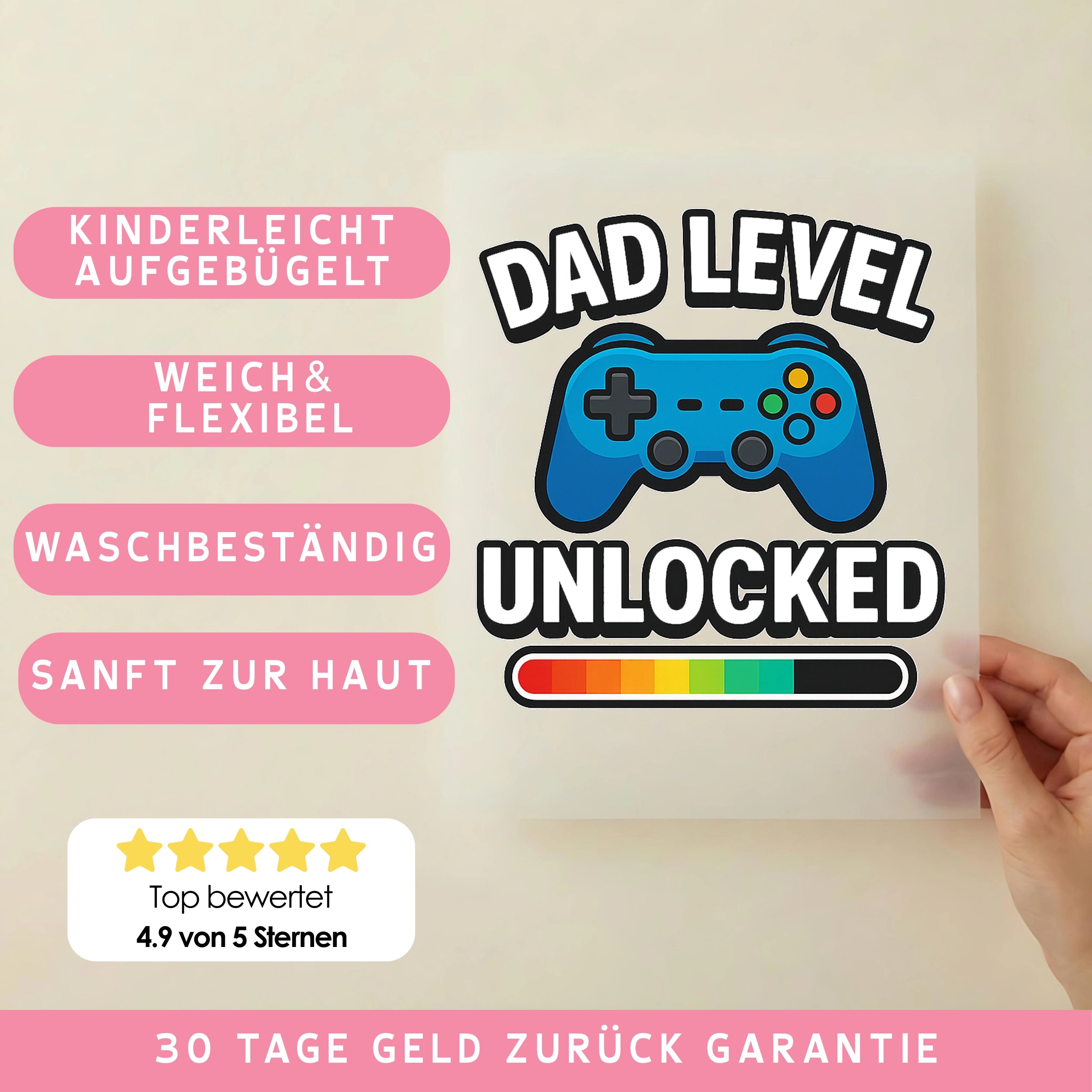 Bügelbild Dad Level Unlocked