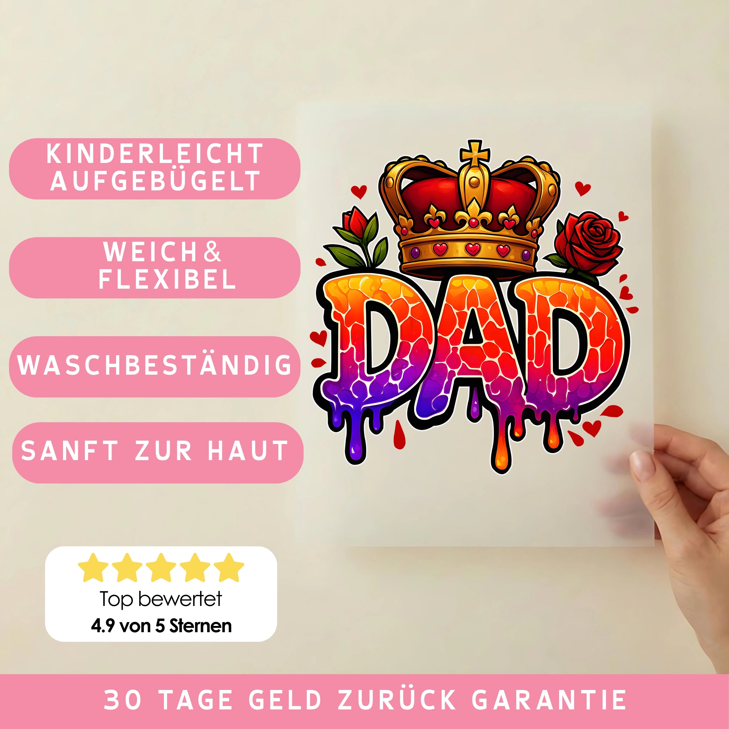 Bügelbild Dad Krone