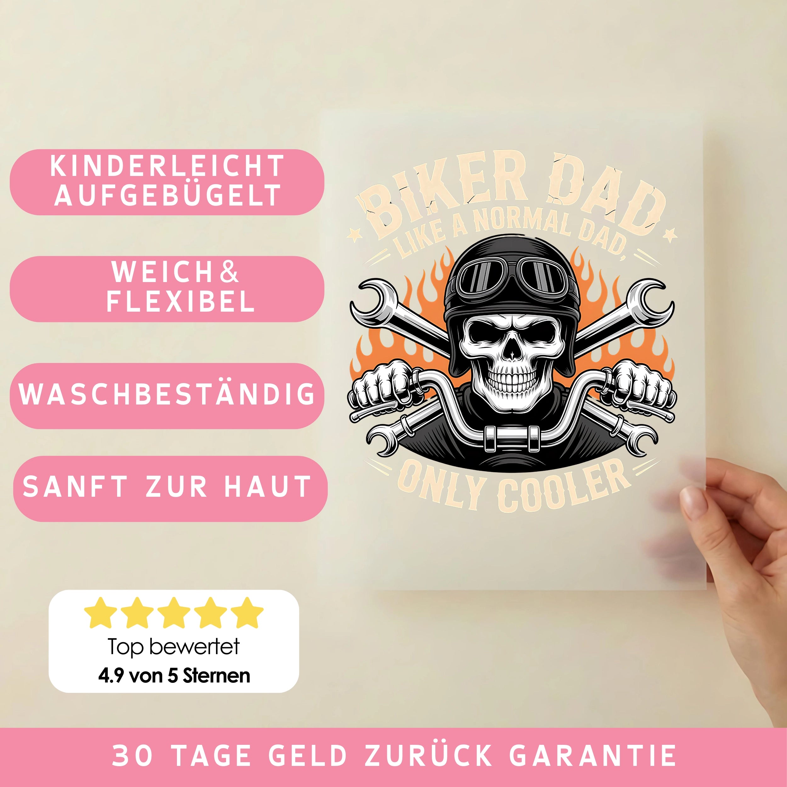 Bügelbild Biker Dad