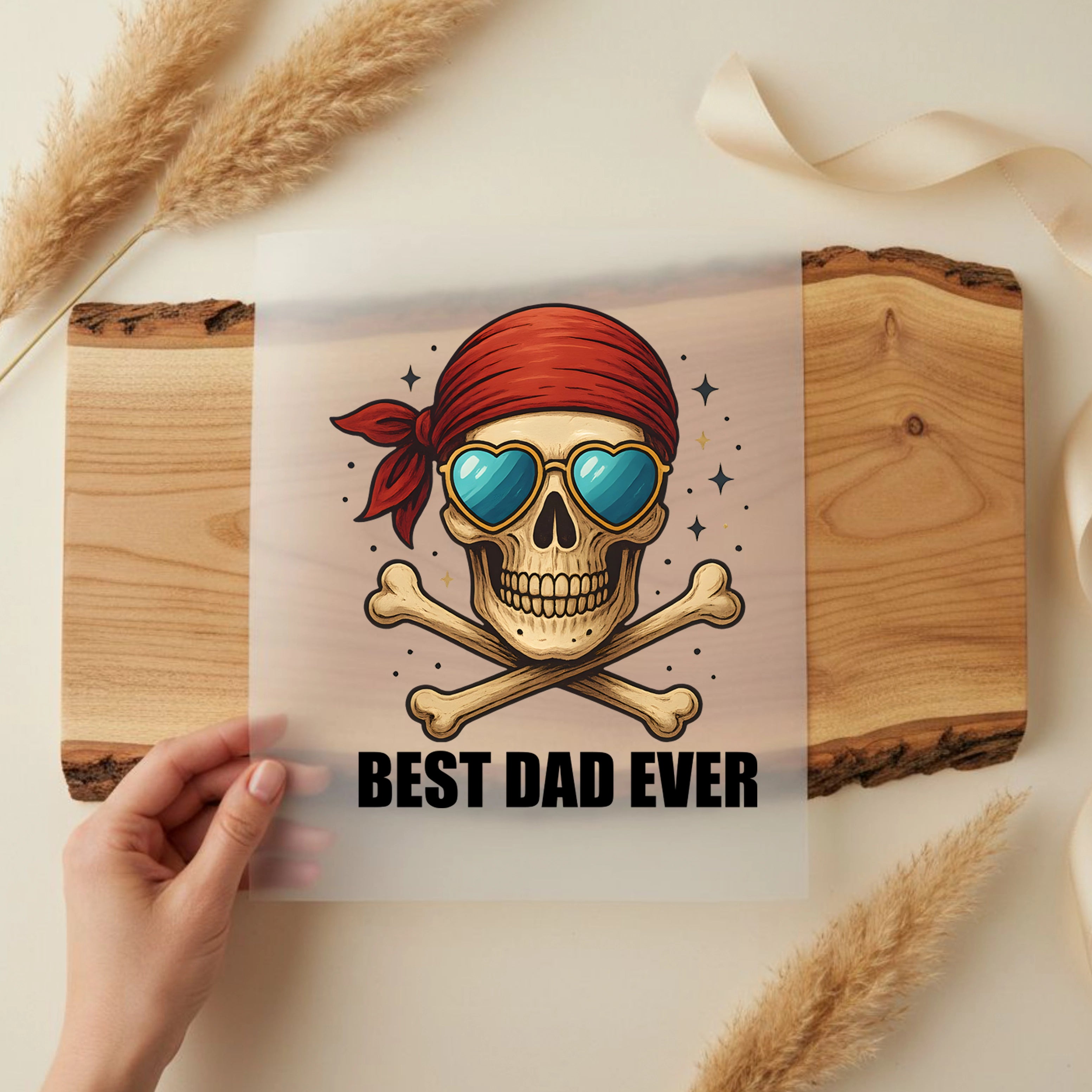 Bügelbild Best Dad Schädel