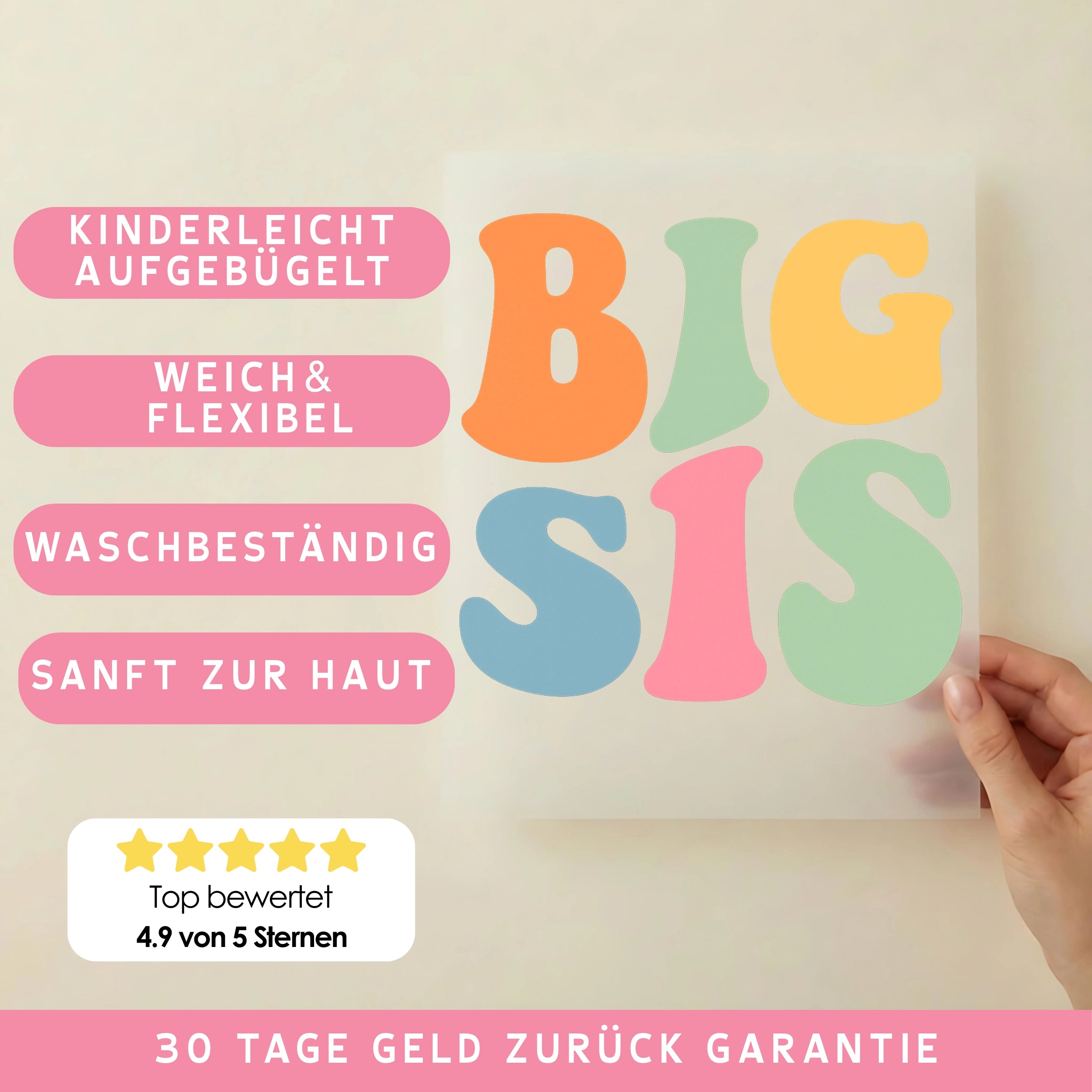 Bügelbild Big Sis Pastel