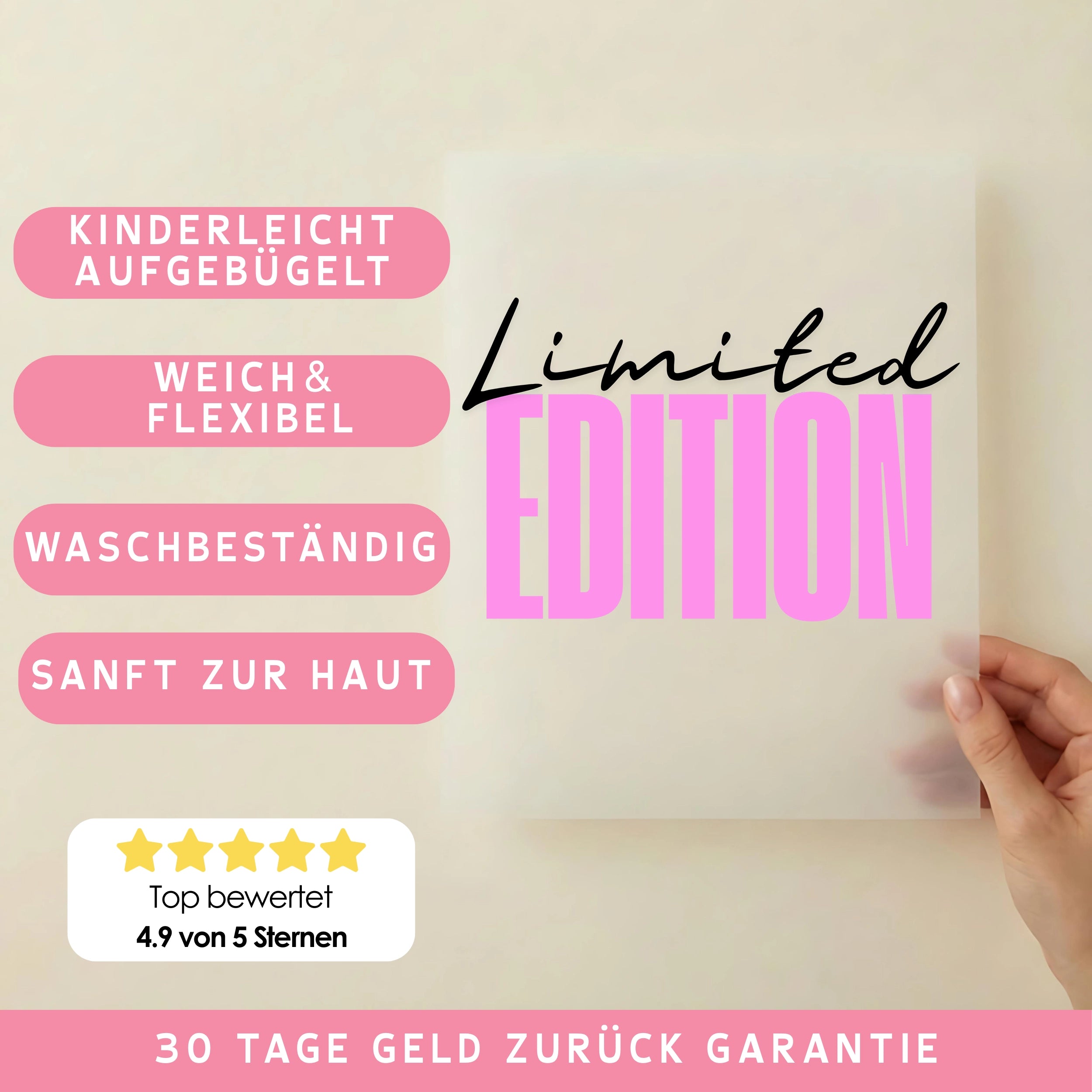 Bügelbild Schriftzug Limited Edition Pink