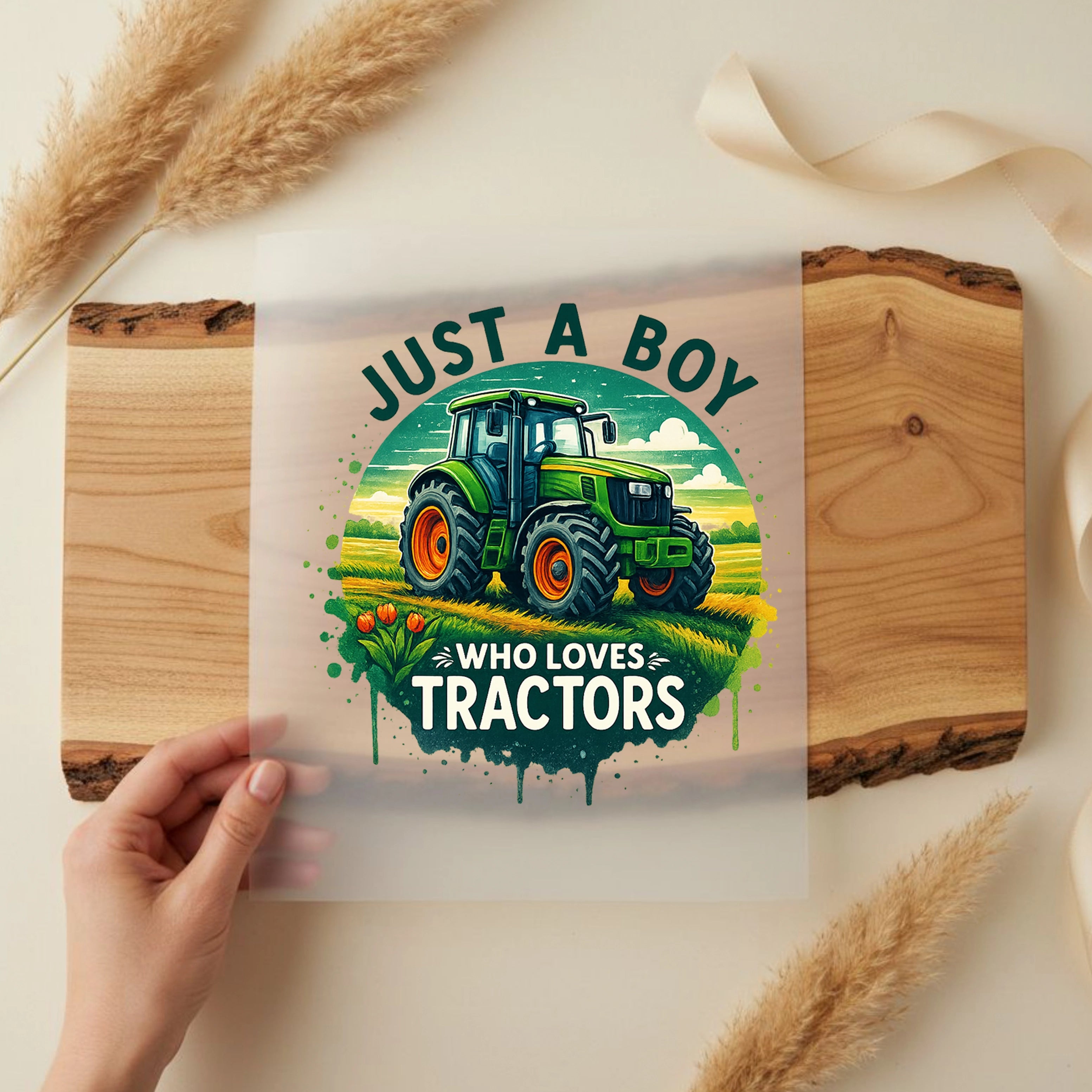 Bügelbild Just a Boy Traktor