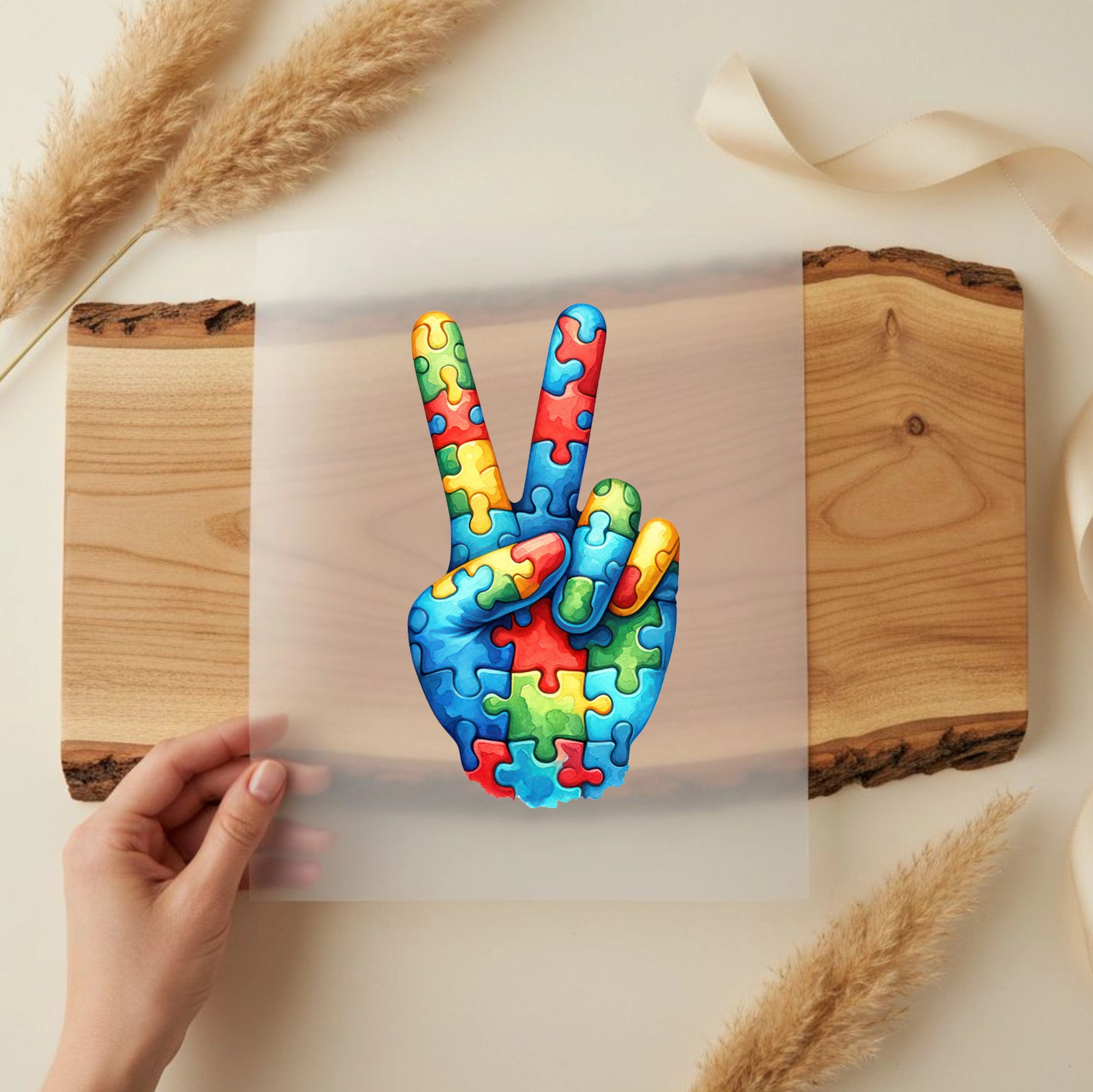 Bügelbild Autism Peace Puzzle Hand