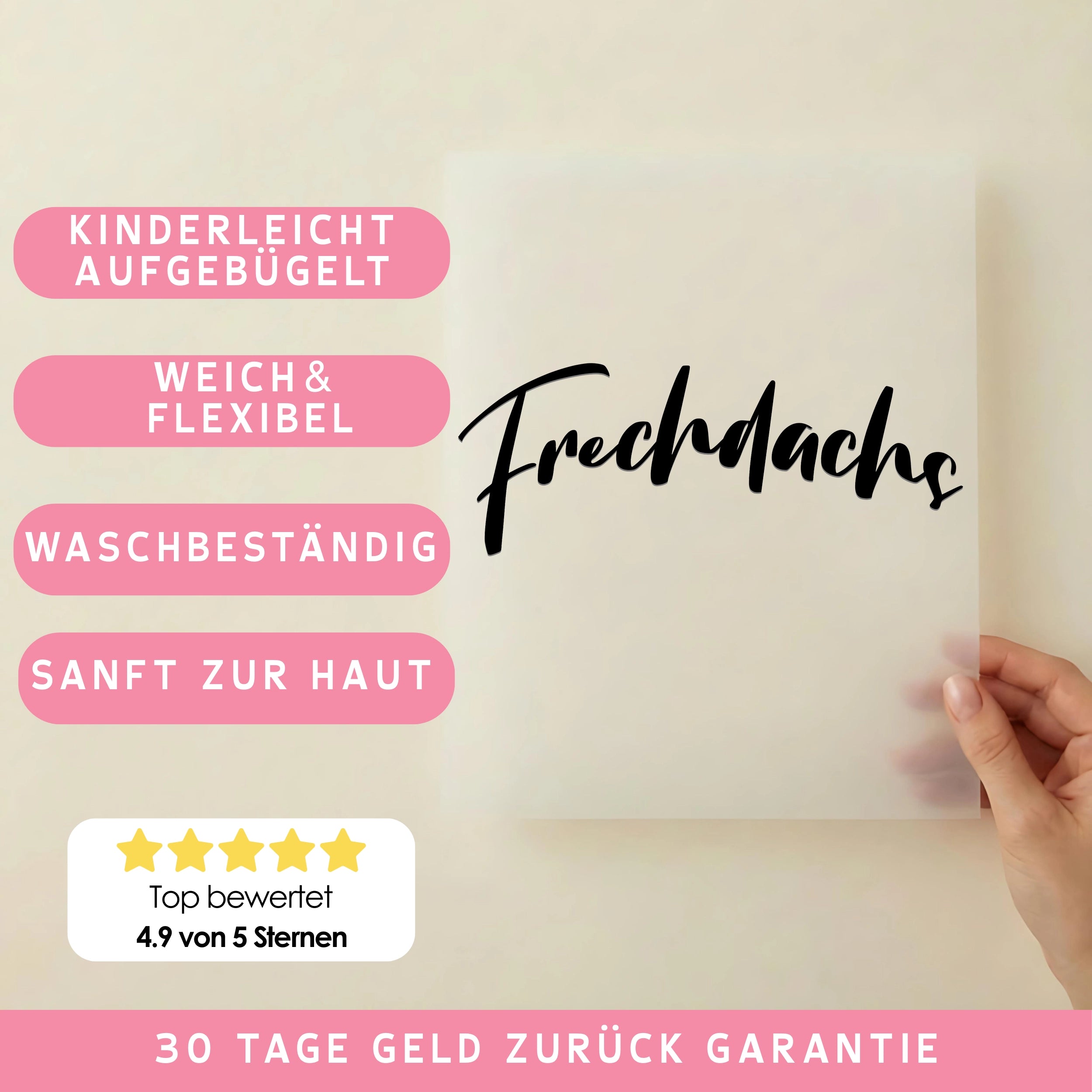 Bügelbild Schriftzug Frechdachs