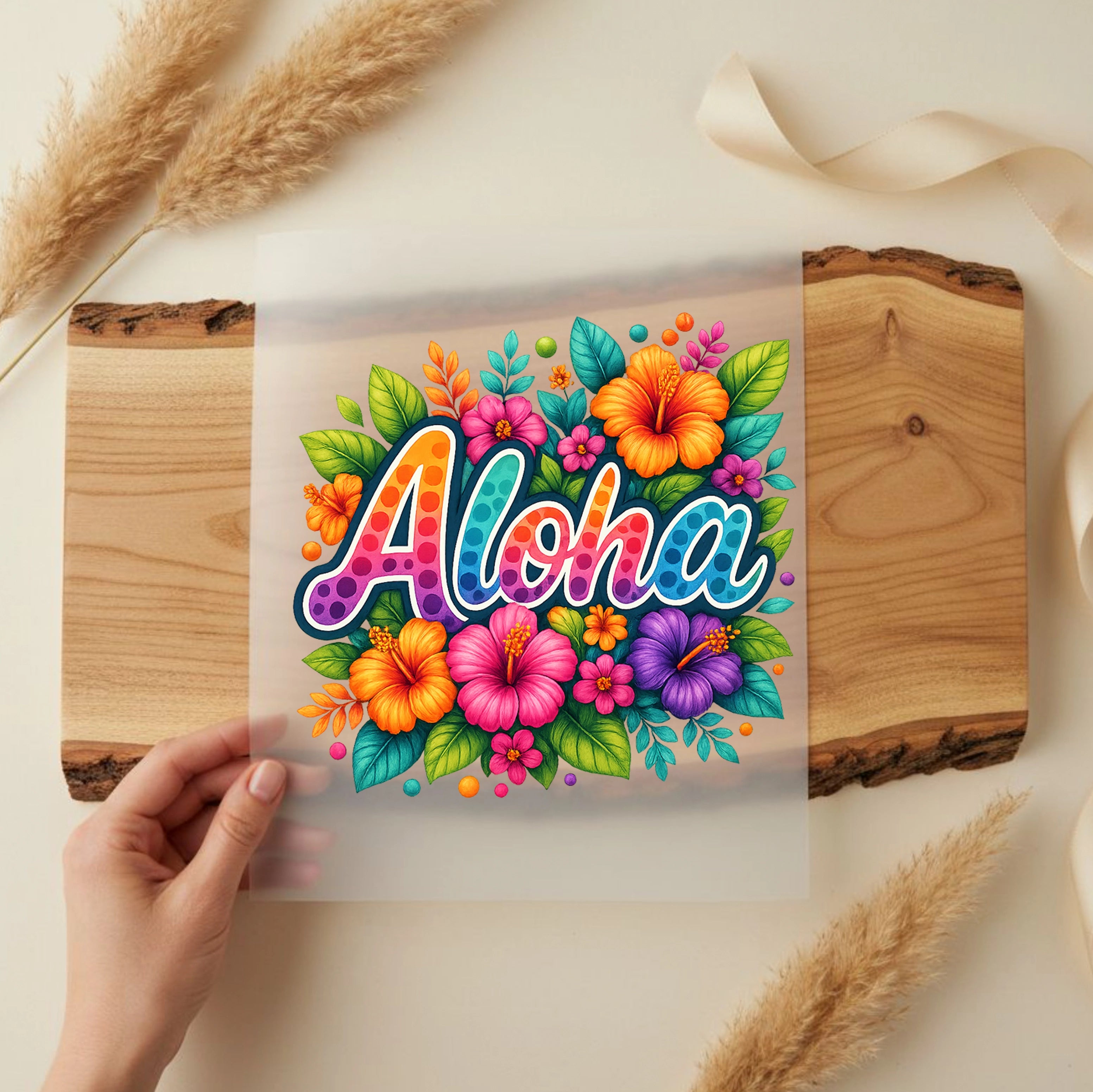 Bügelbild Hibiskusgrüsse Aloha