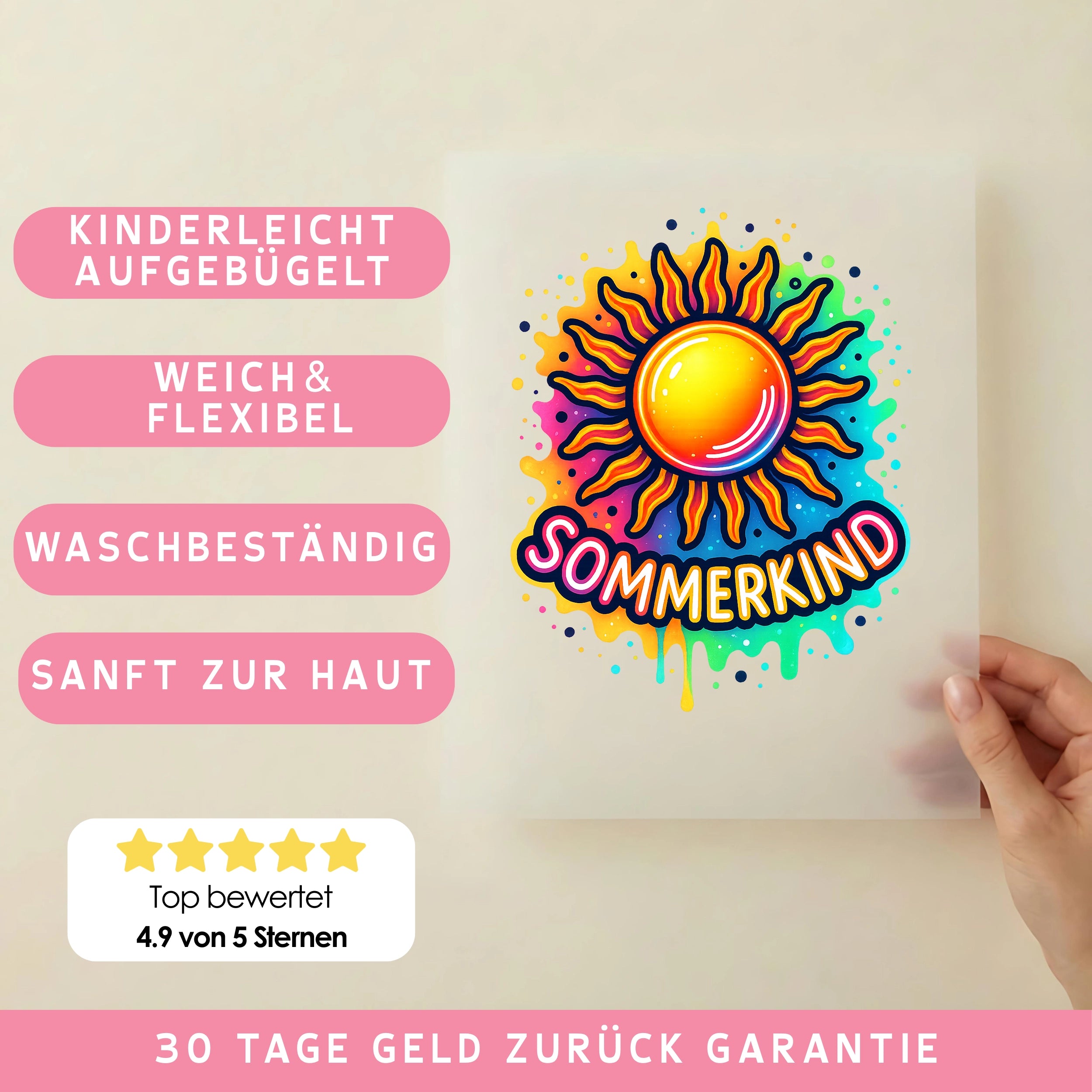 Bügelbild Sonne Sommerkind