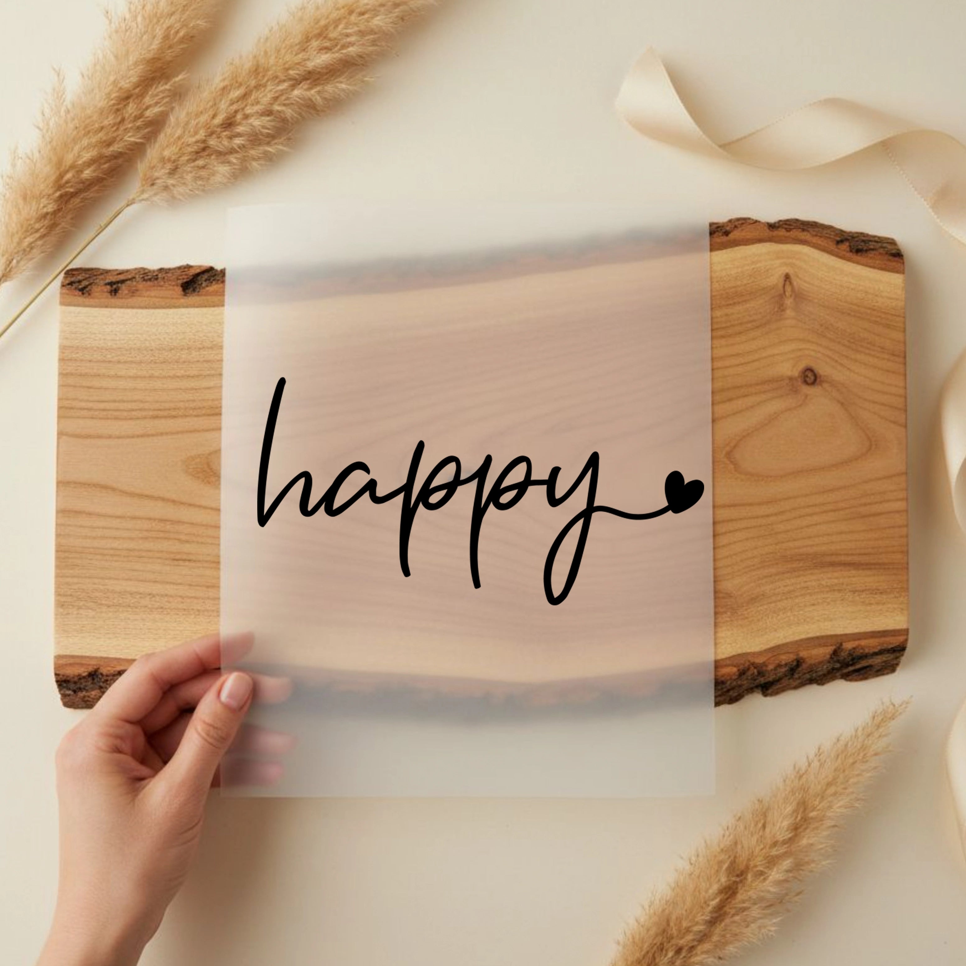 Bügelbild Schriftzug Happy