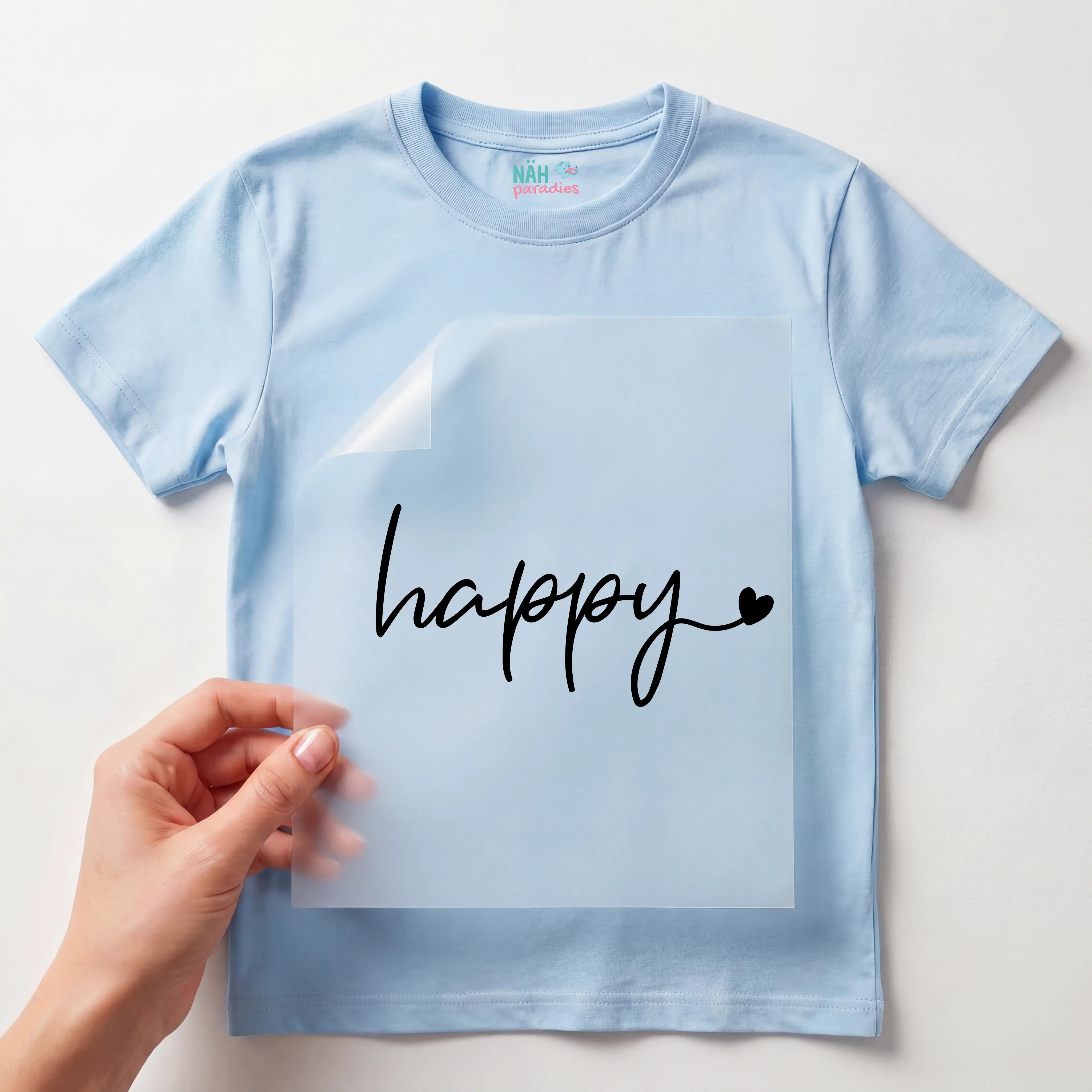 Bügelbild Schriftzug Happy