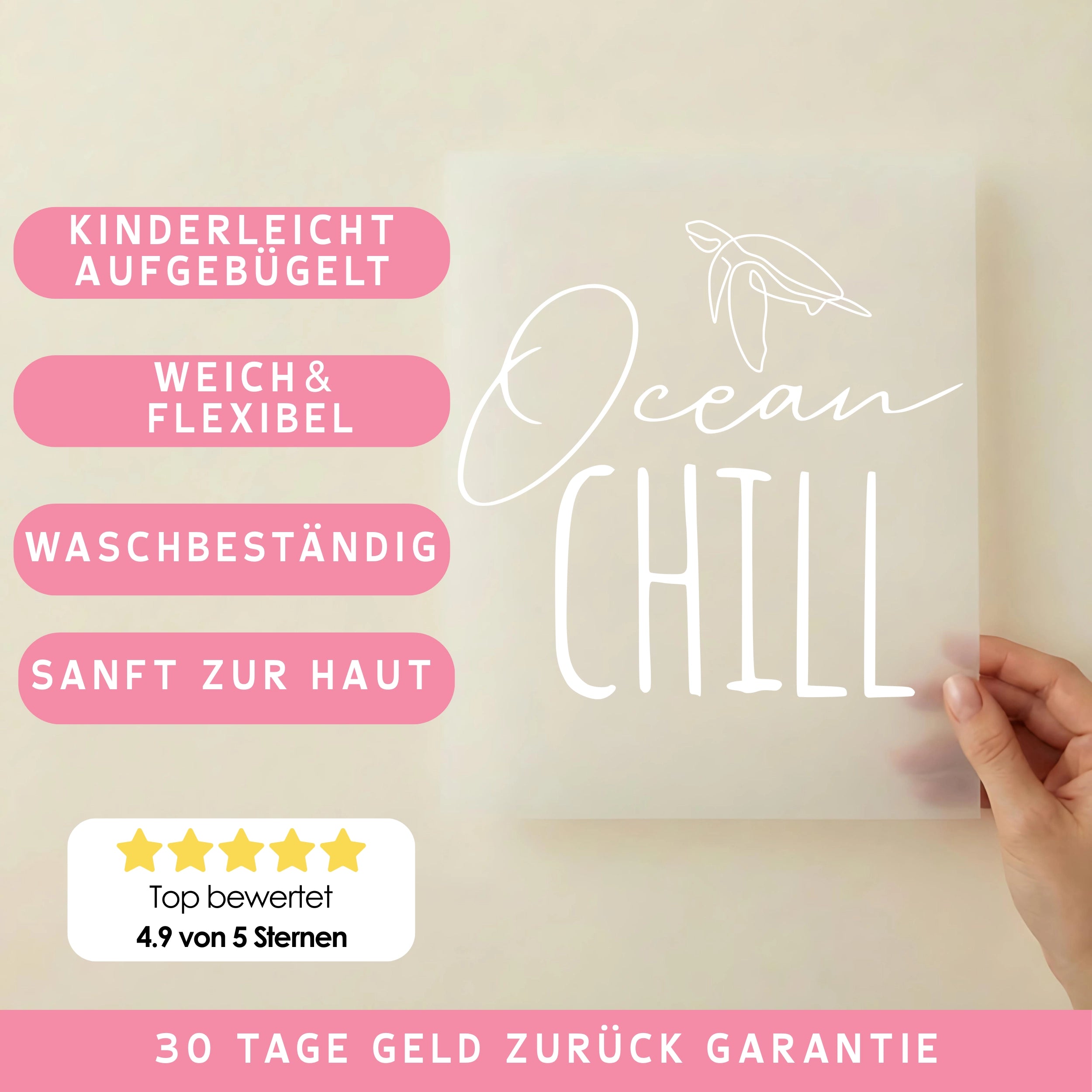 Bügelbild Schriftzug ocean chill