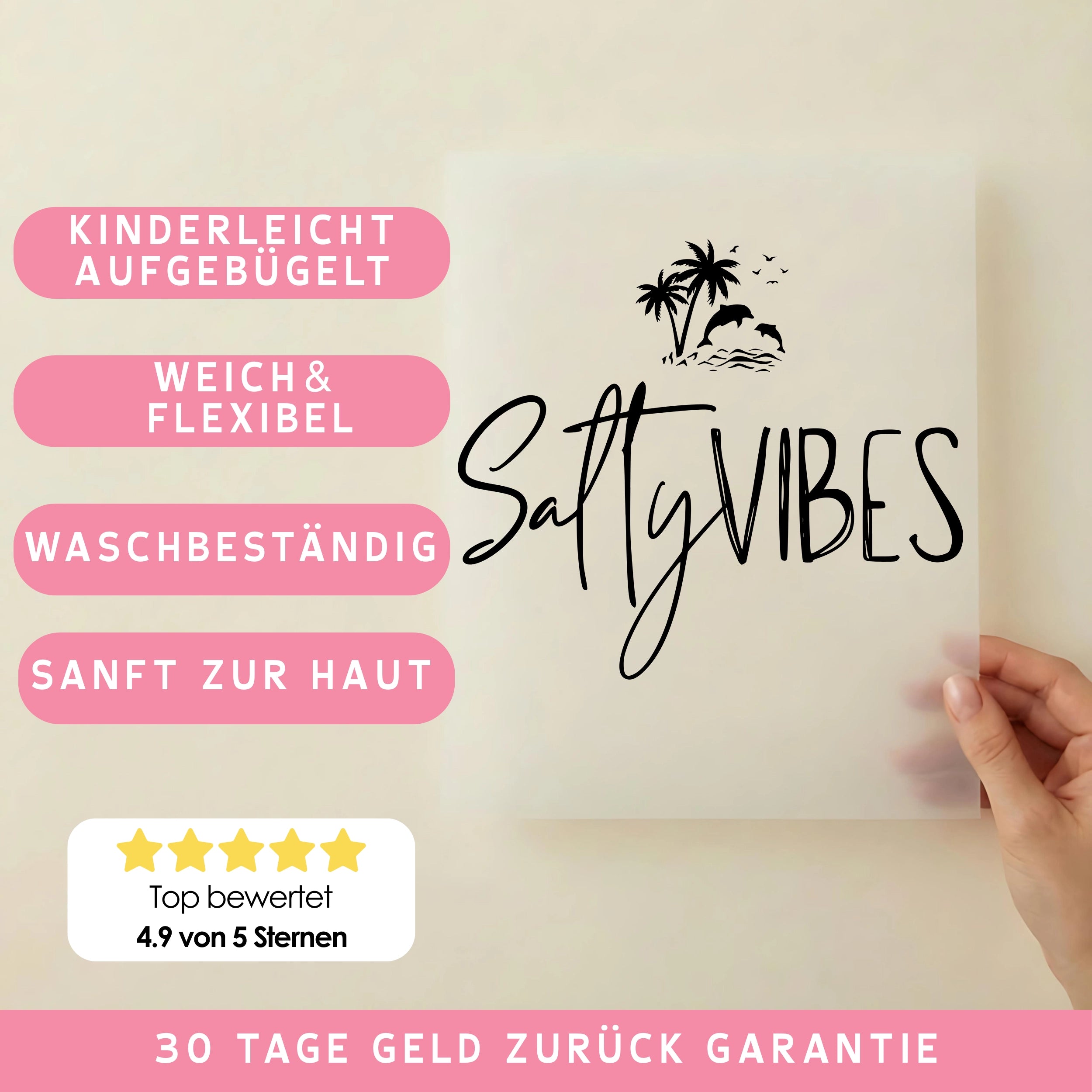 Bügelbild Schriftzug salty vibes