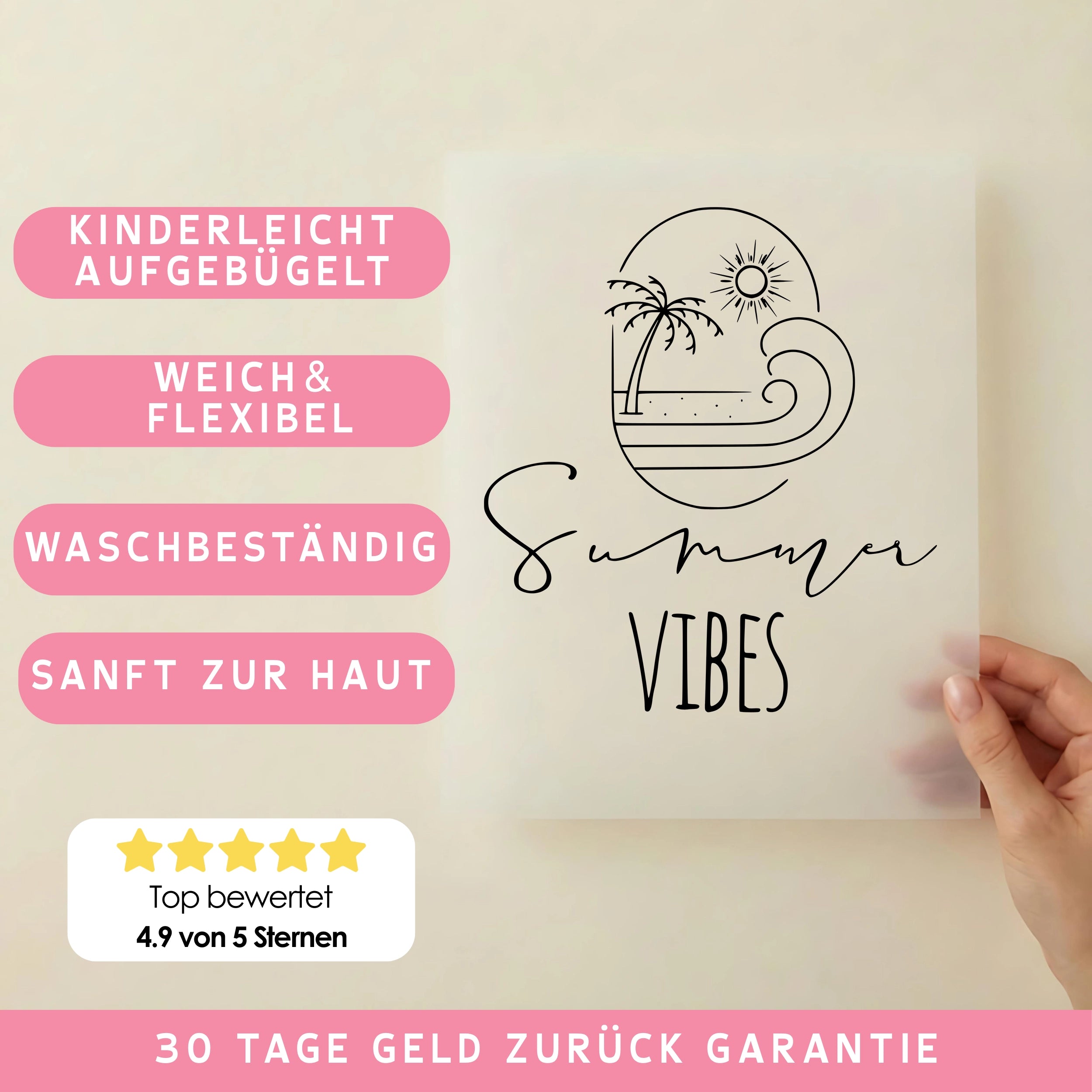 Bügelbild Schriftzug Summer Vibes