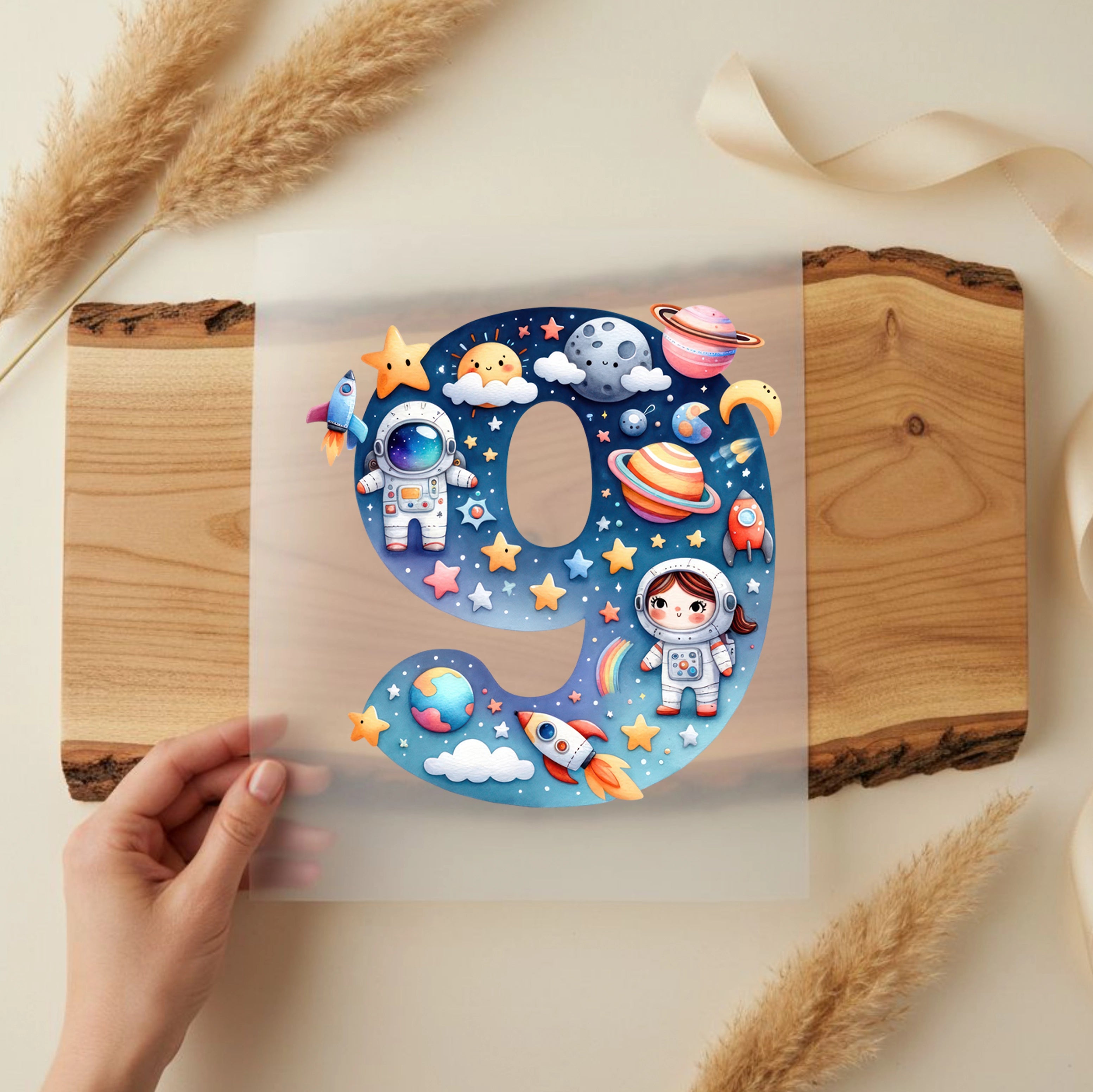 Bügelbild Weltall Zahlen