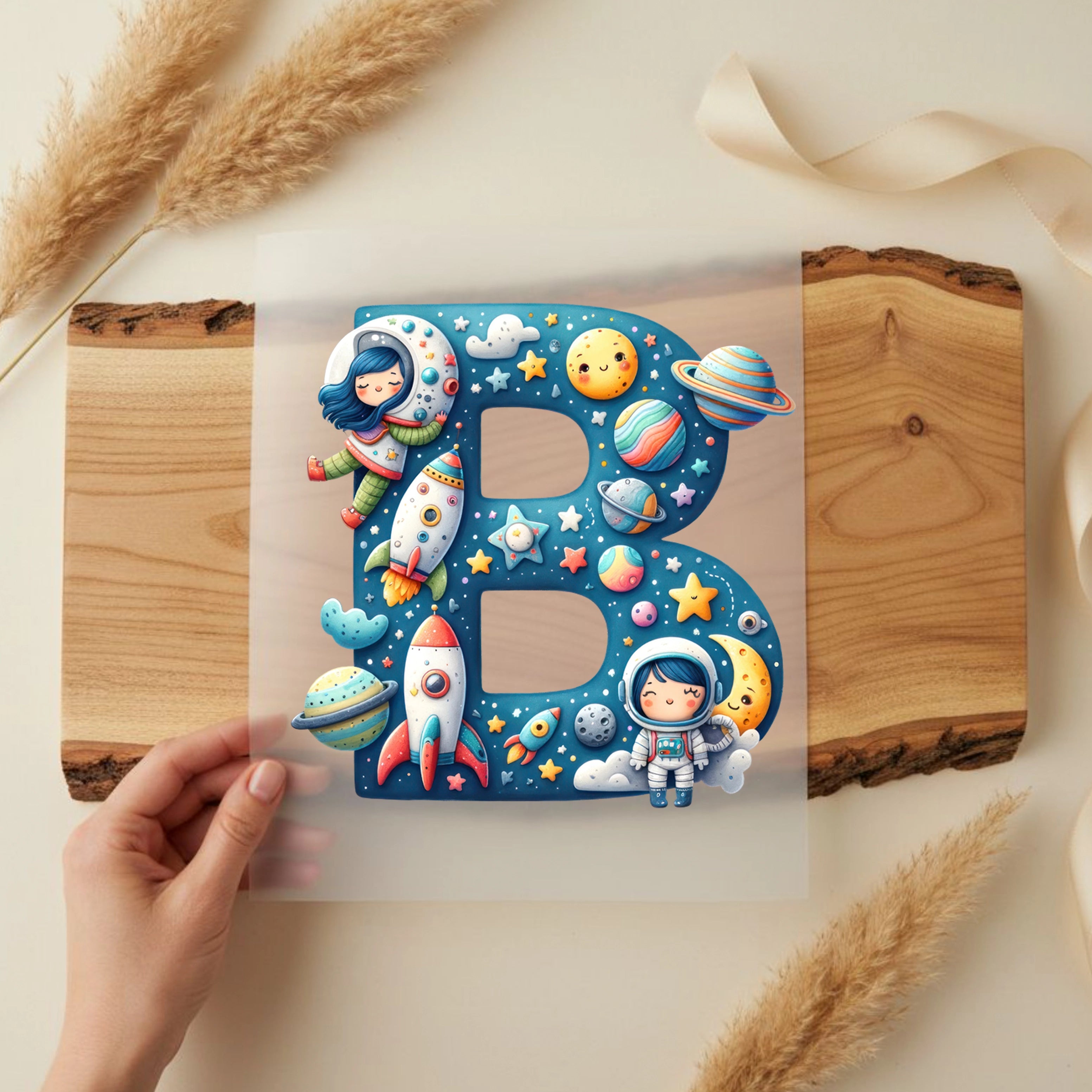 Bügelbild Weltall Buchstaben Alphabet