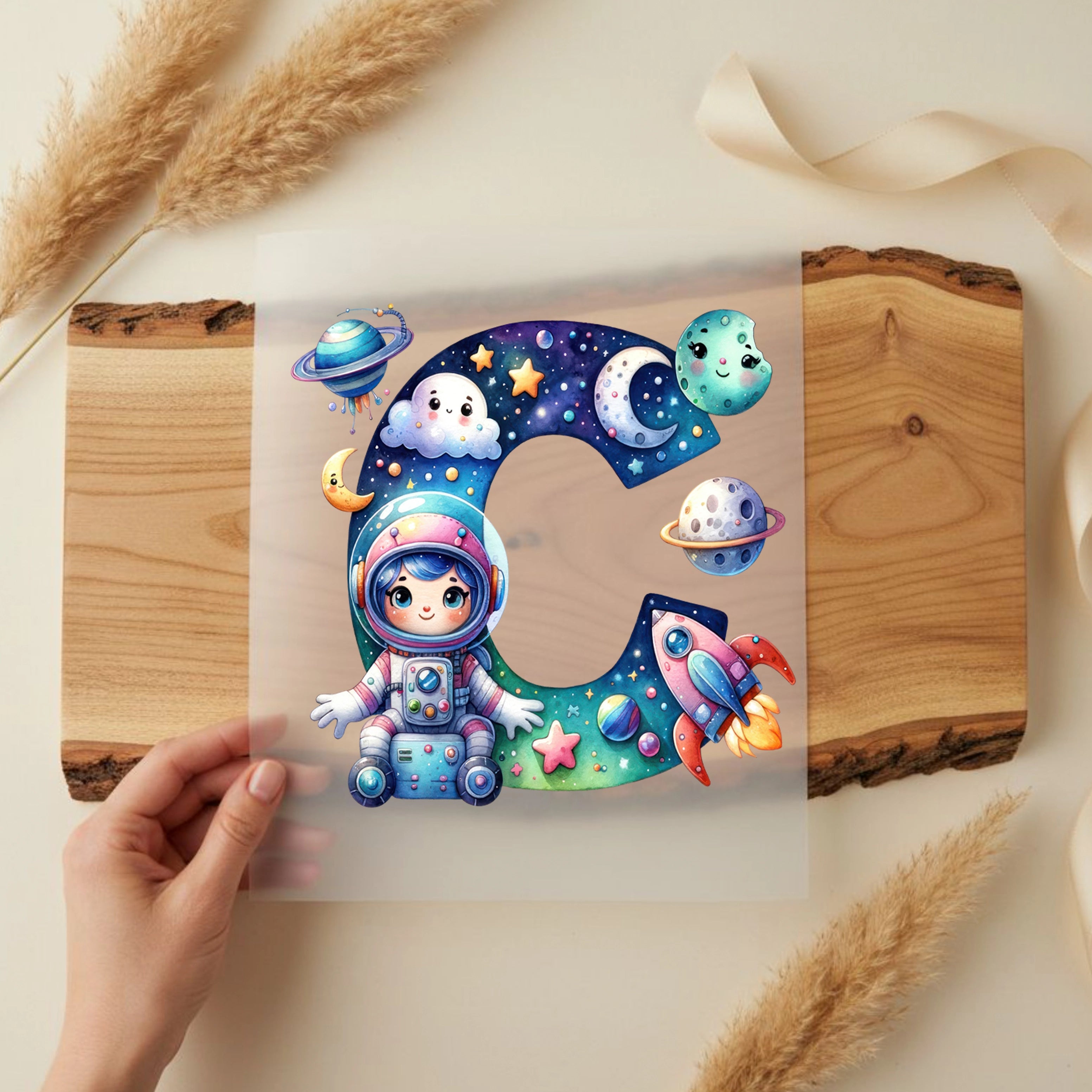 Bügelbild Weltall Buchstaben Alphabet