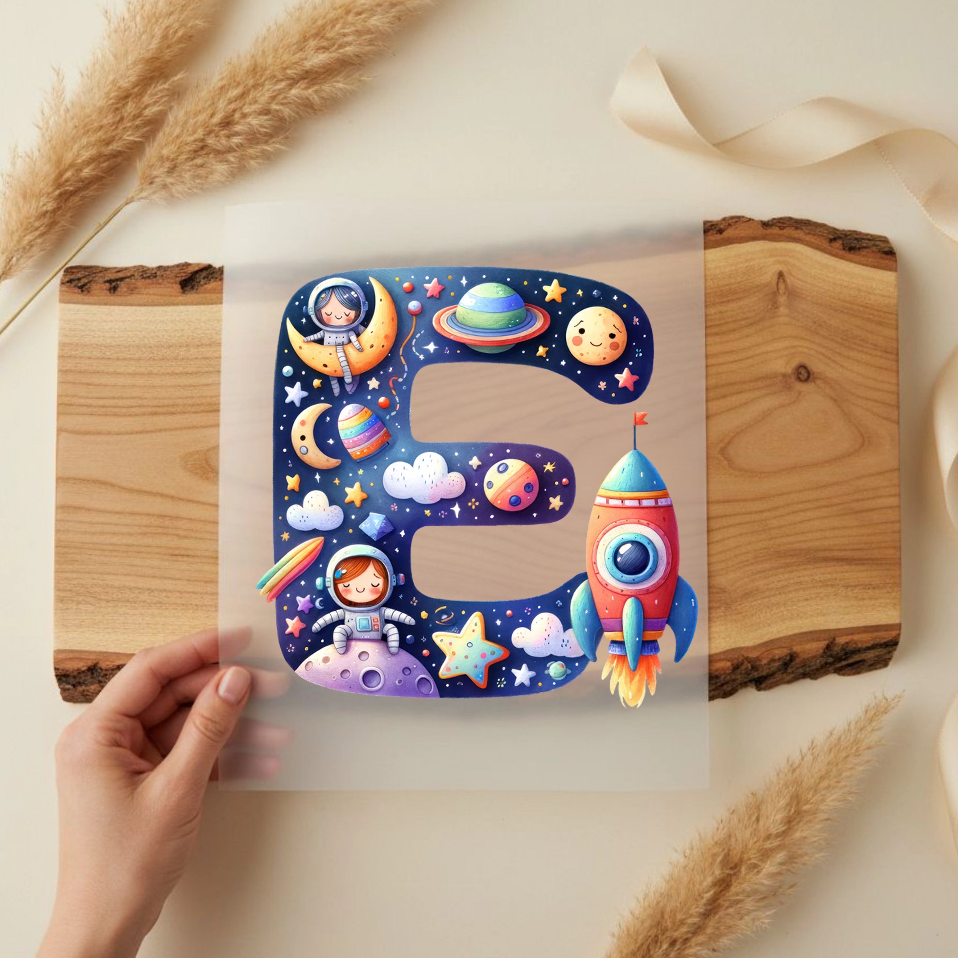 Bügelbild Weltall Buchstaben Alphabet