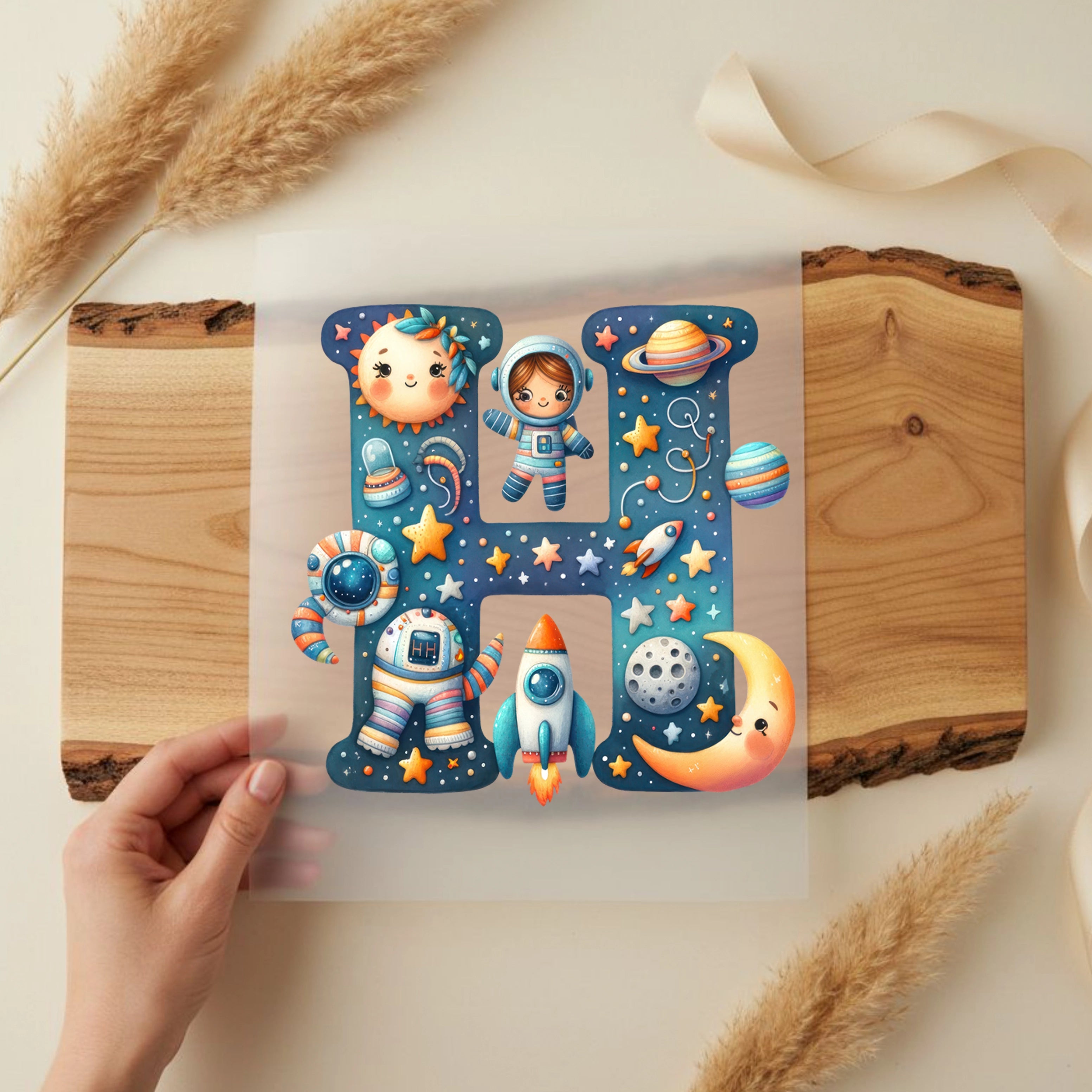 Bügelbild Weltall Buchstaben Alphabet