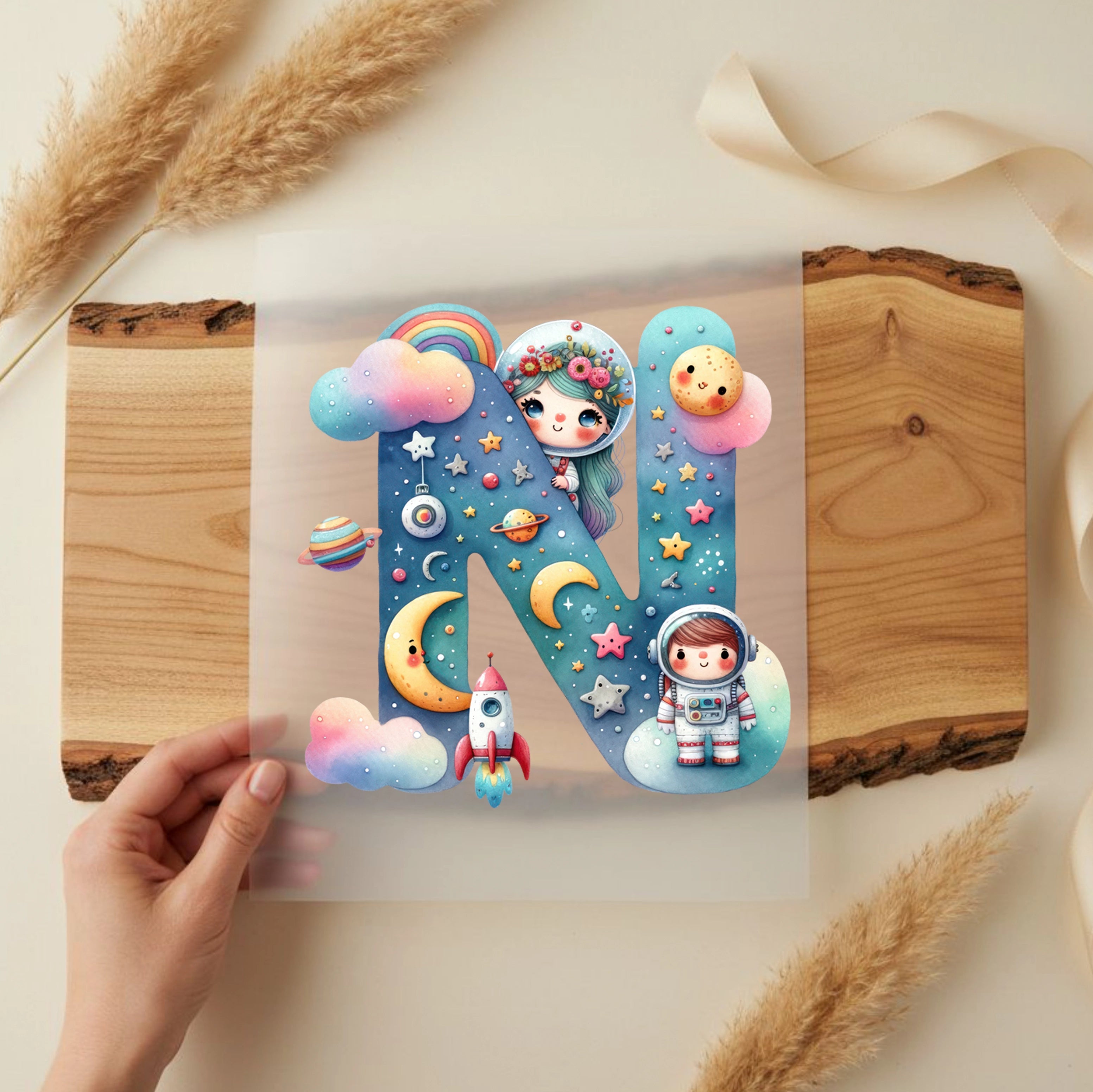 Bügelbild Weltall Buchstaben Alphabet