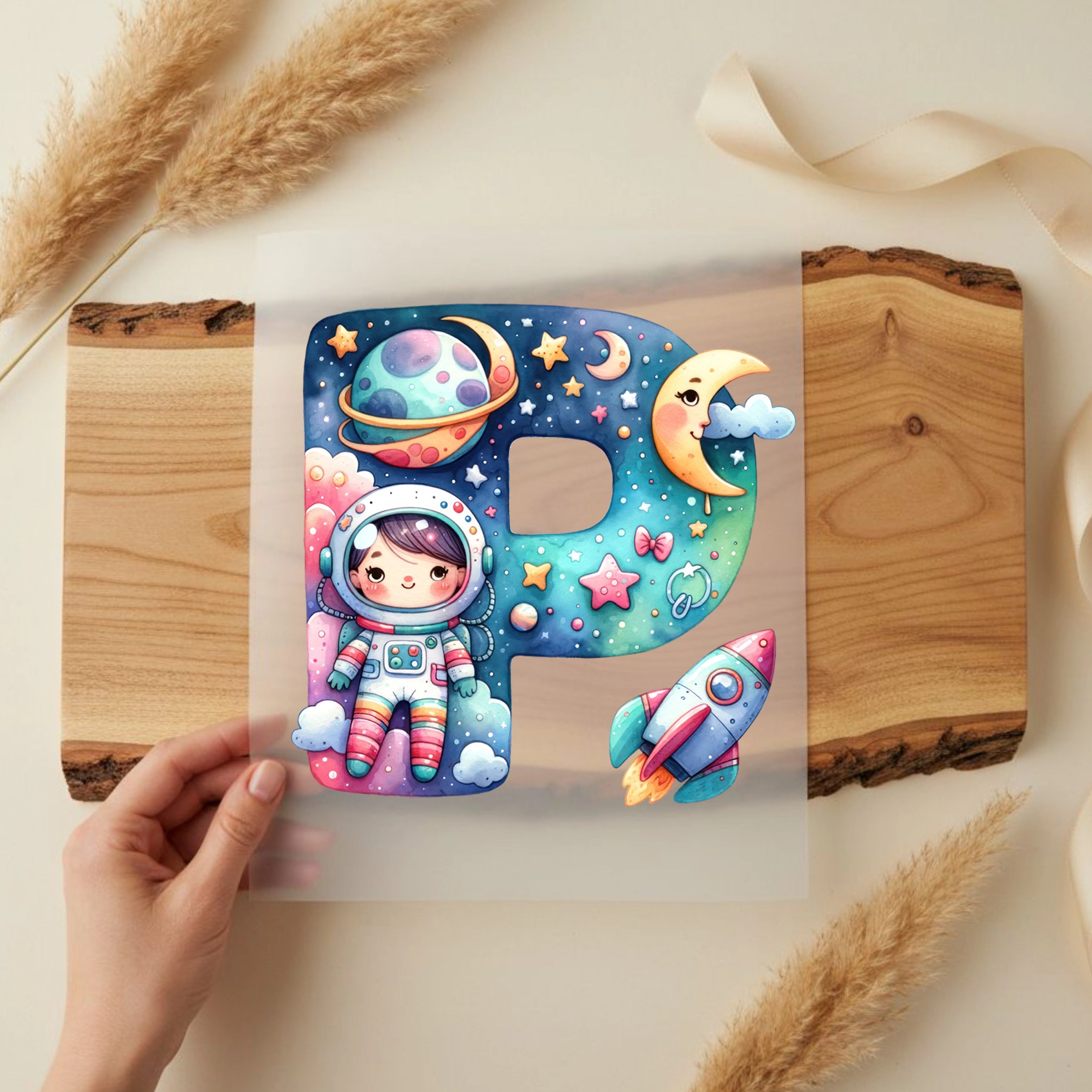 Bügelbild Weltall Buchstaben Alphabet
