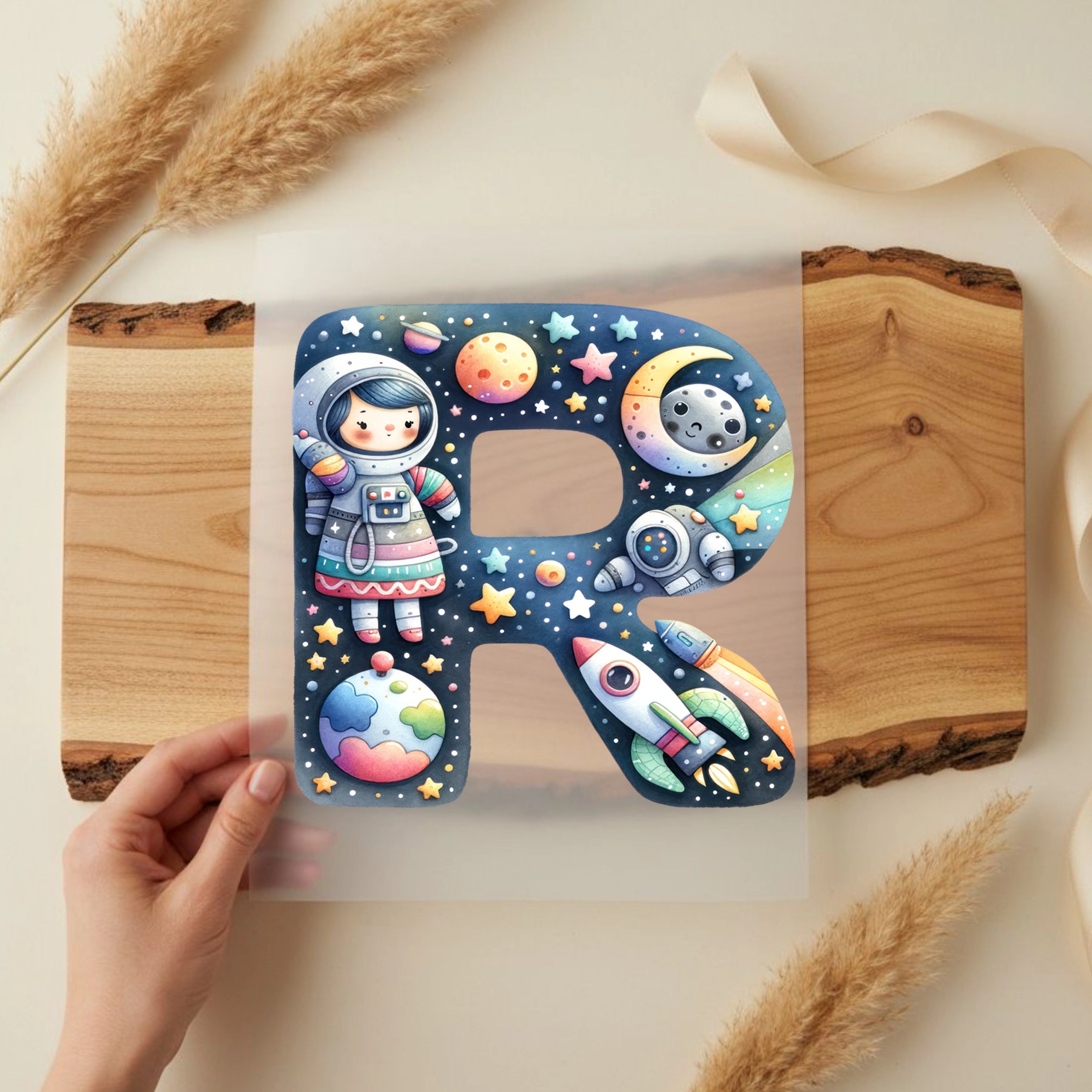 Bügelbild Weltall Buchstaben Alphabet
