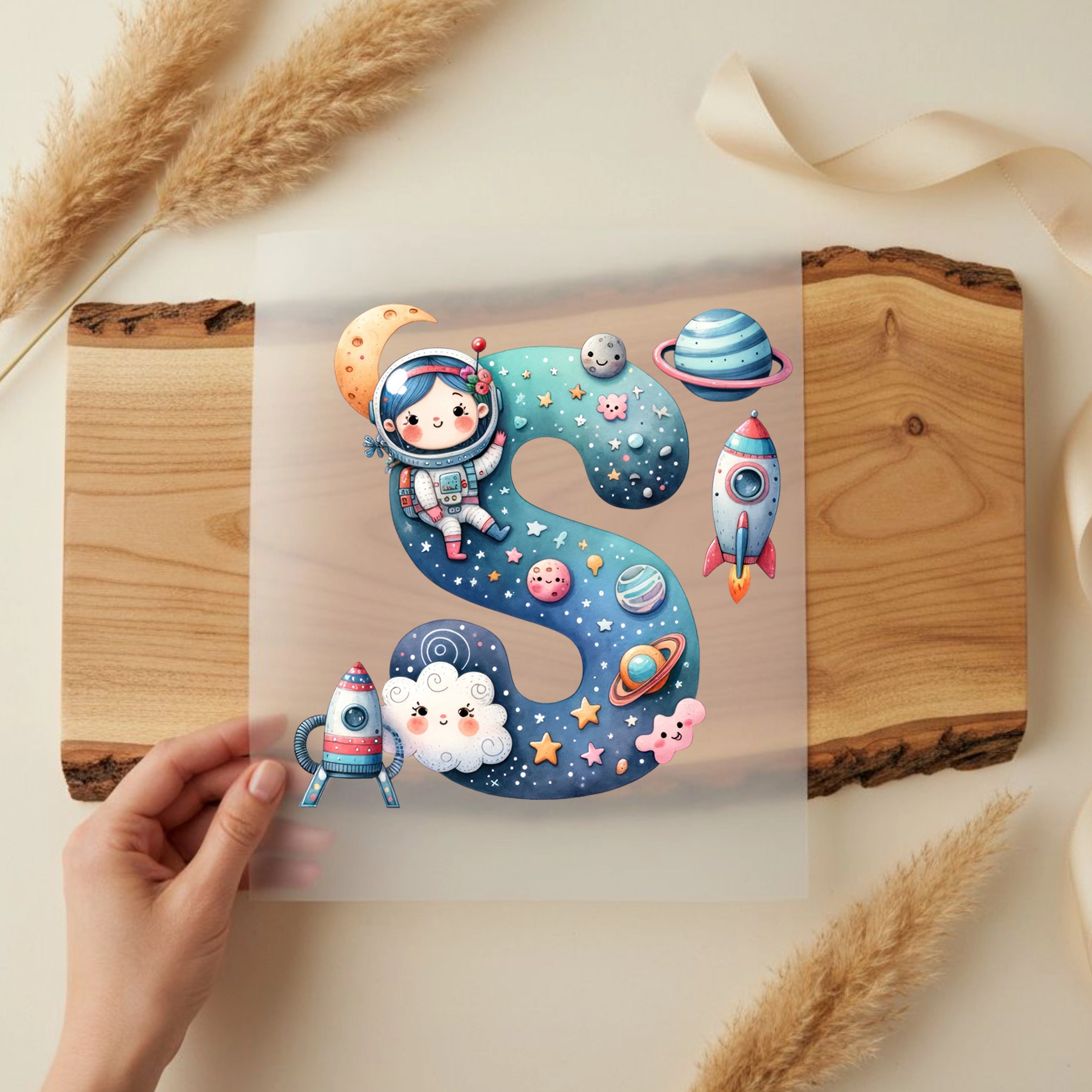 Bügelbild Weltall Buchstaben Alphabet