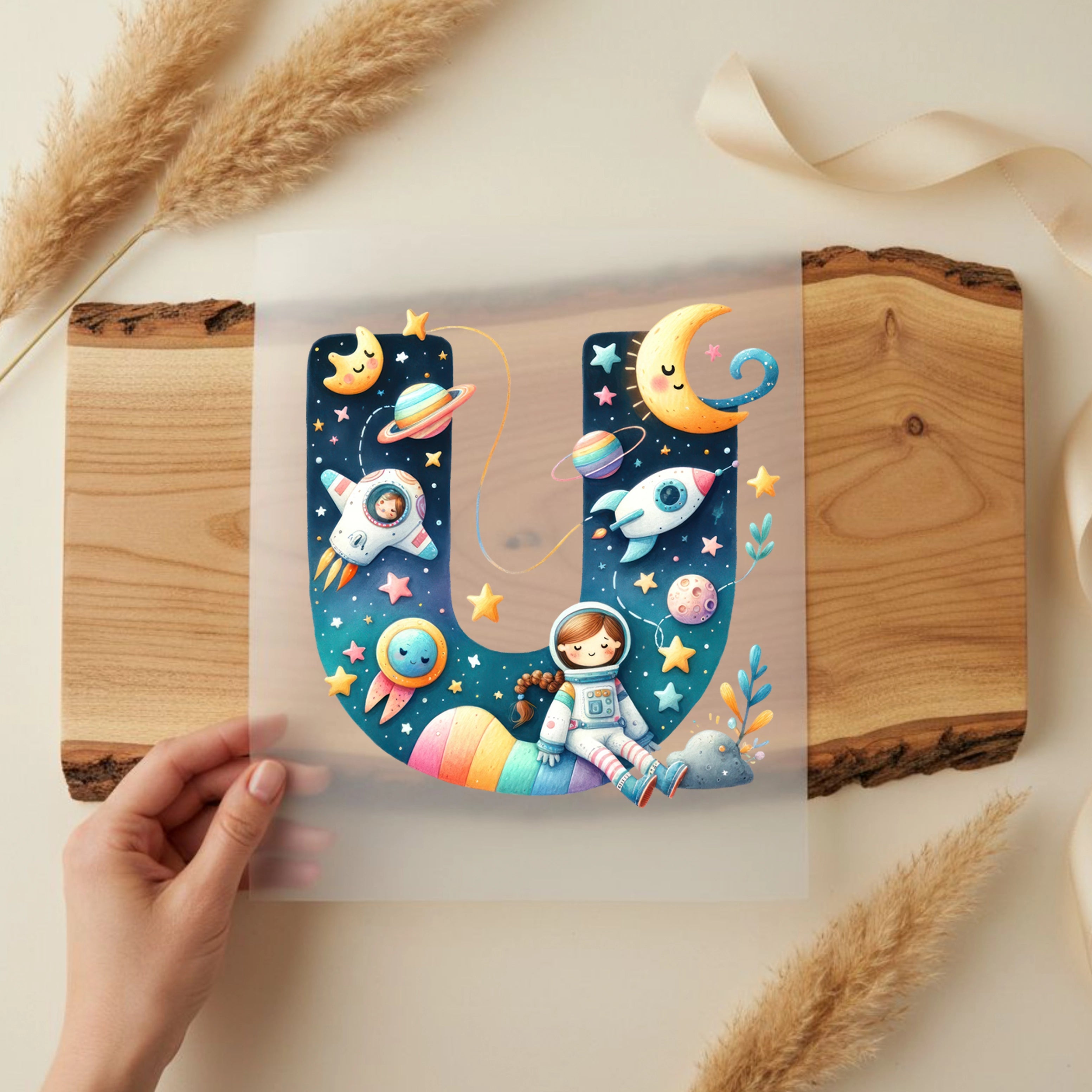 Bügelbild Weltall Buchstaben Alphabet