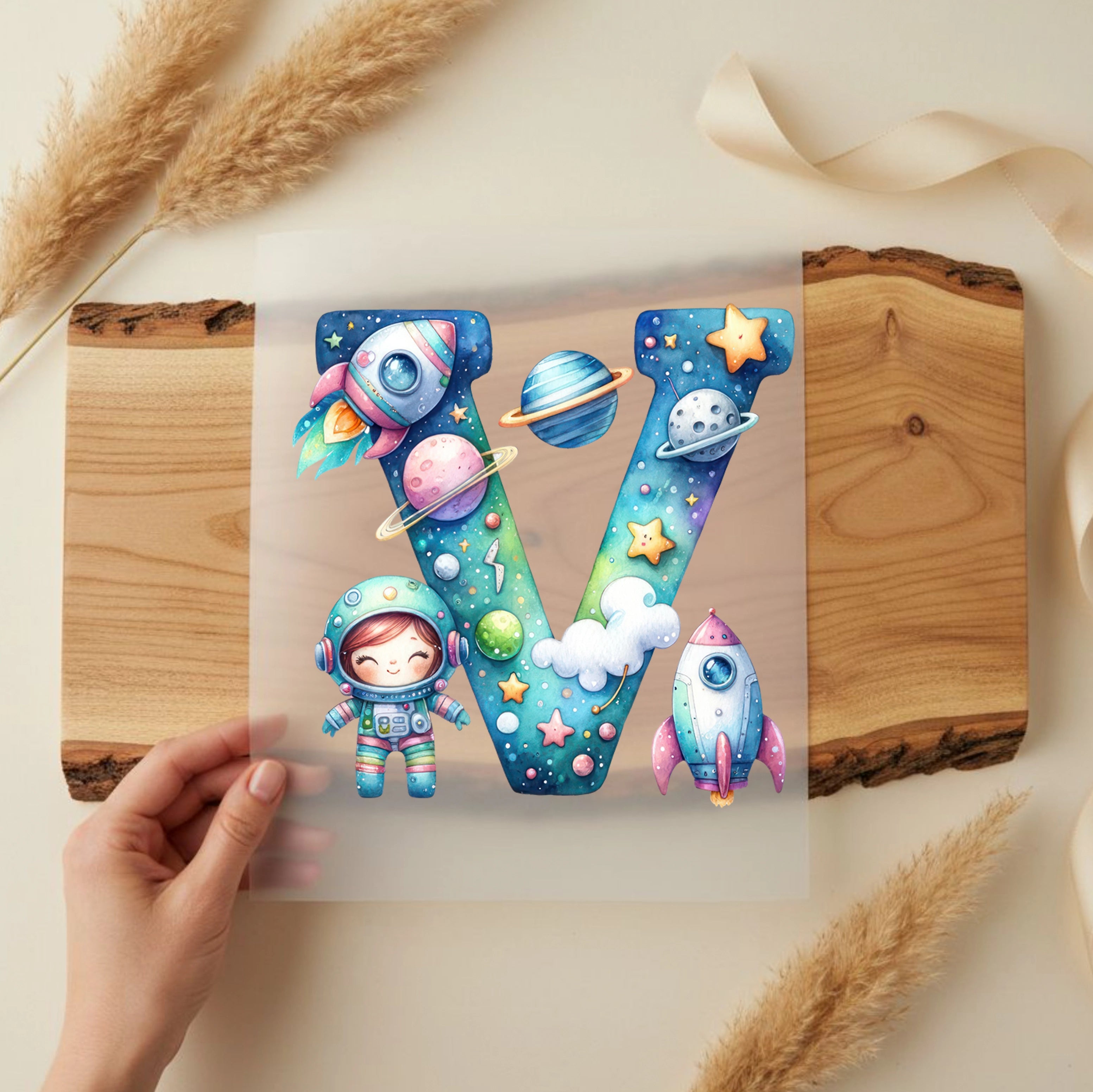 Bügelbild Weltall Buchstaben Alphabet