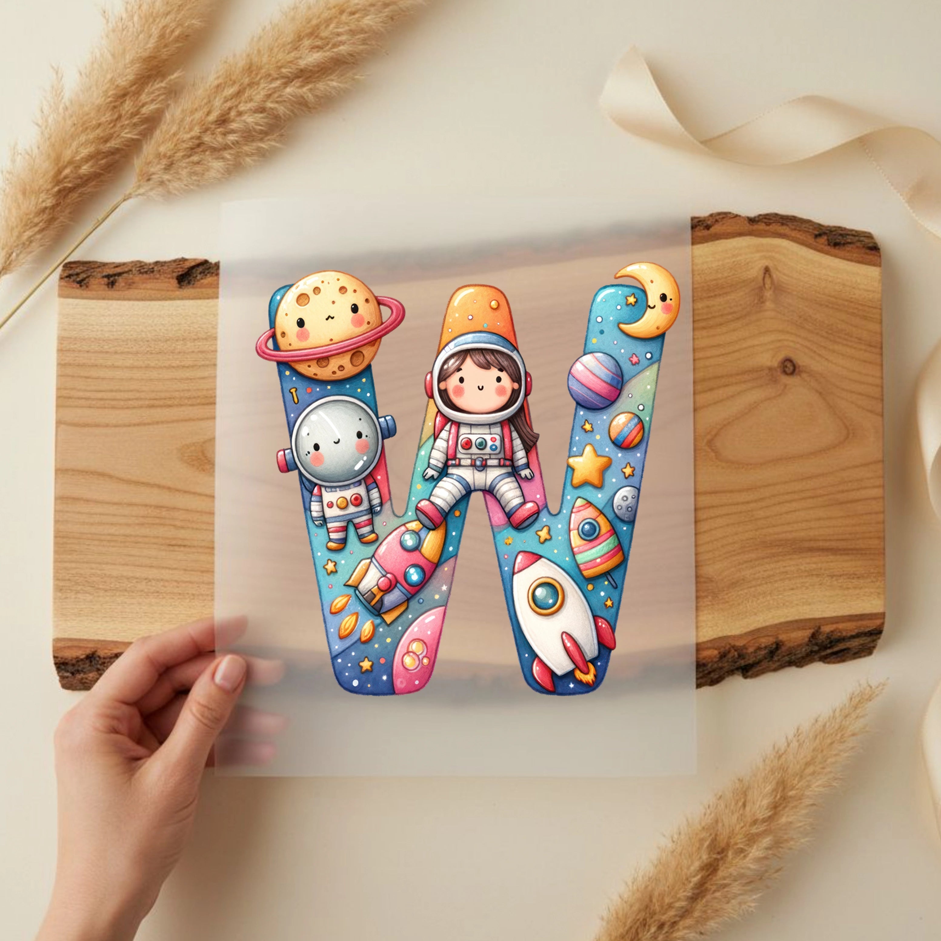 Bügelbild Weltall Buchstaben Alphabet