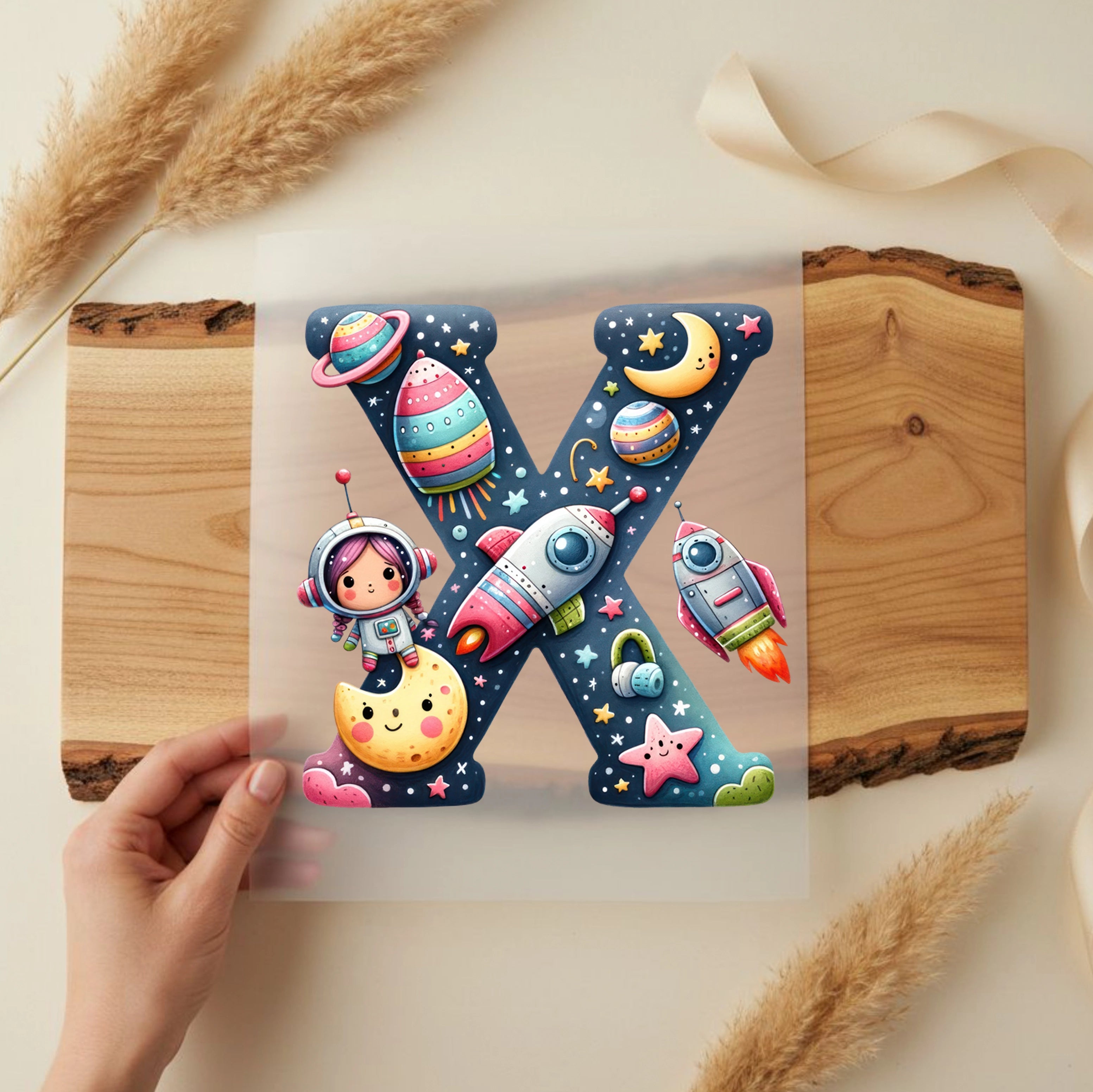 Bügelbild Weltall Buchstaben Alphabet