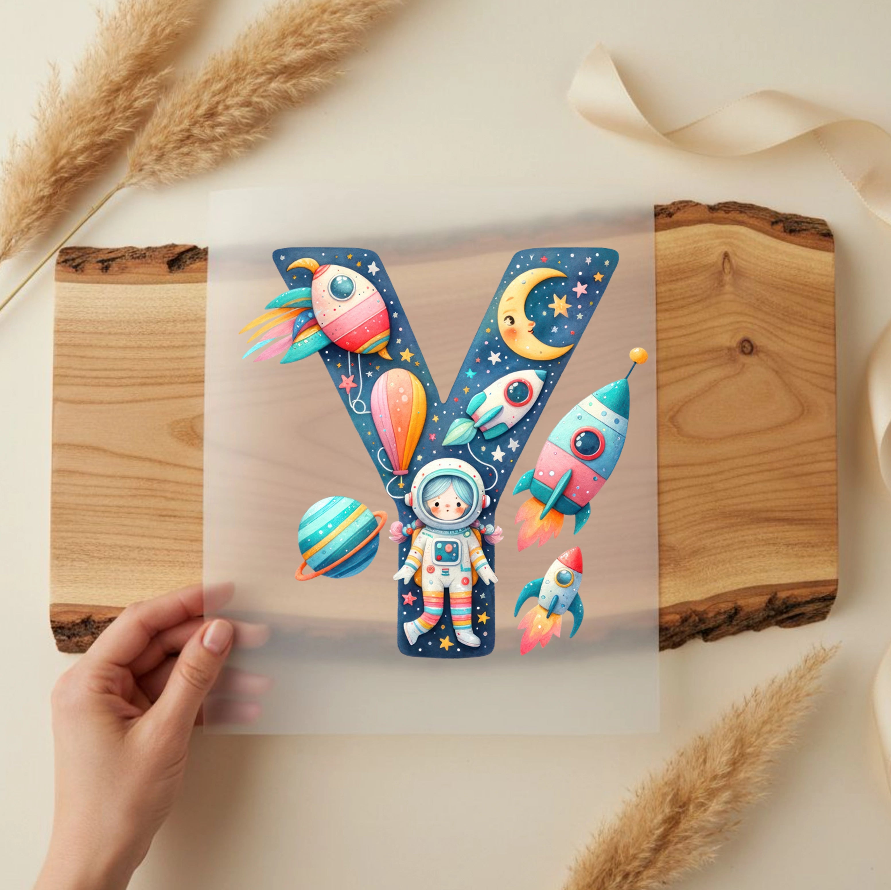 Bügelbild Weltall Buchstaben Alphabet