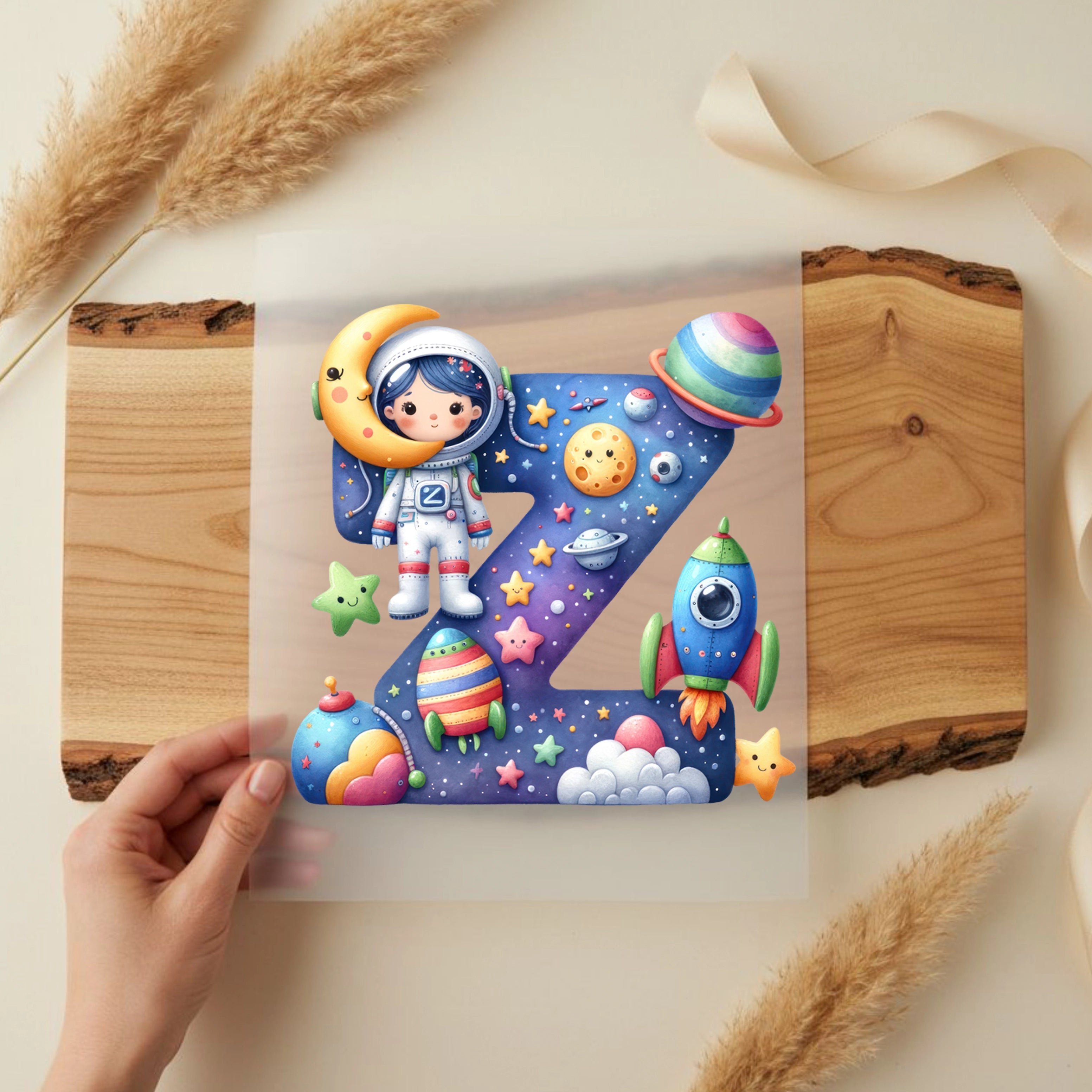Bügelbild Weltall Buchstaben Alphabet