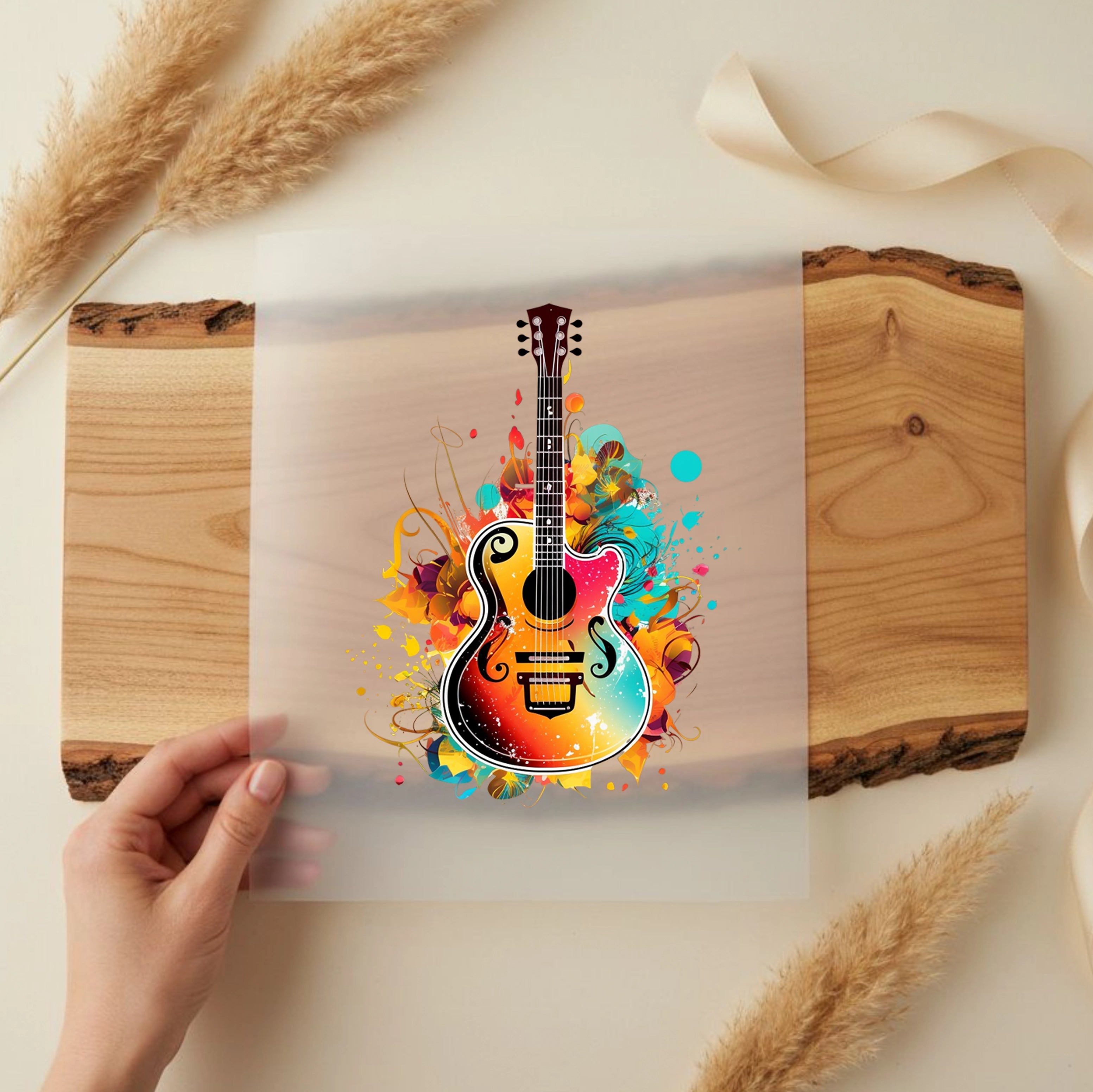 Bügelbild Musik Gitarre Bunt