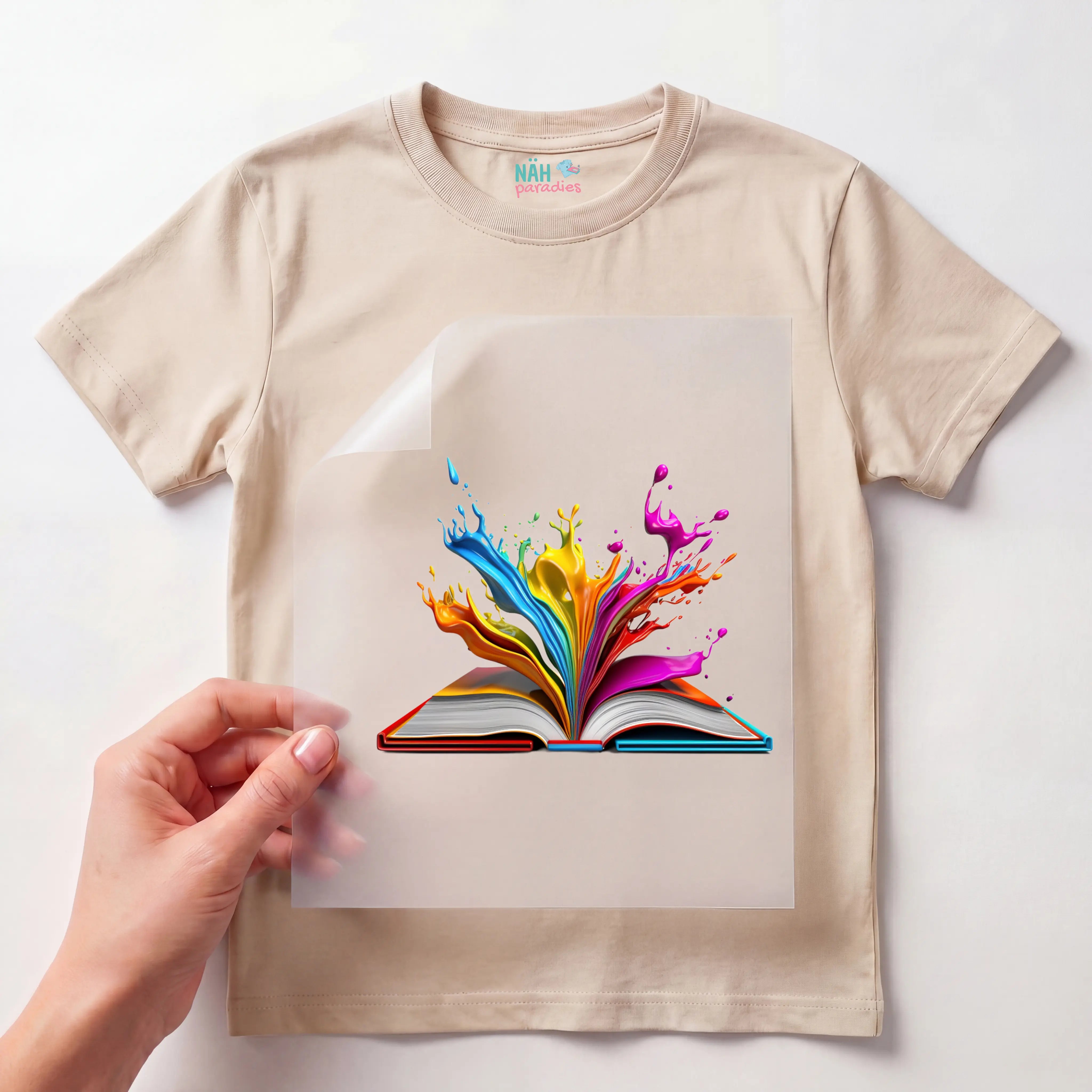 Bügelbild Buch Splash