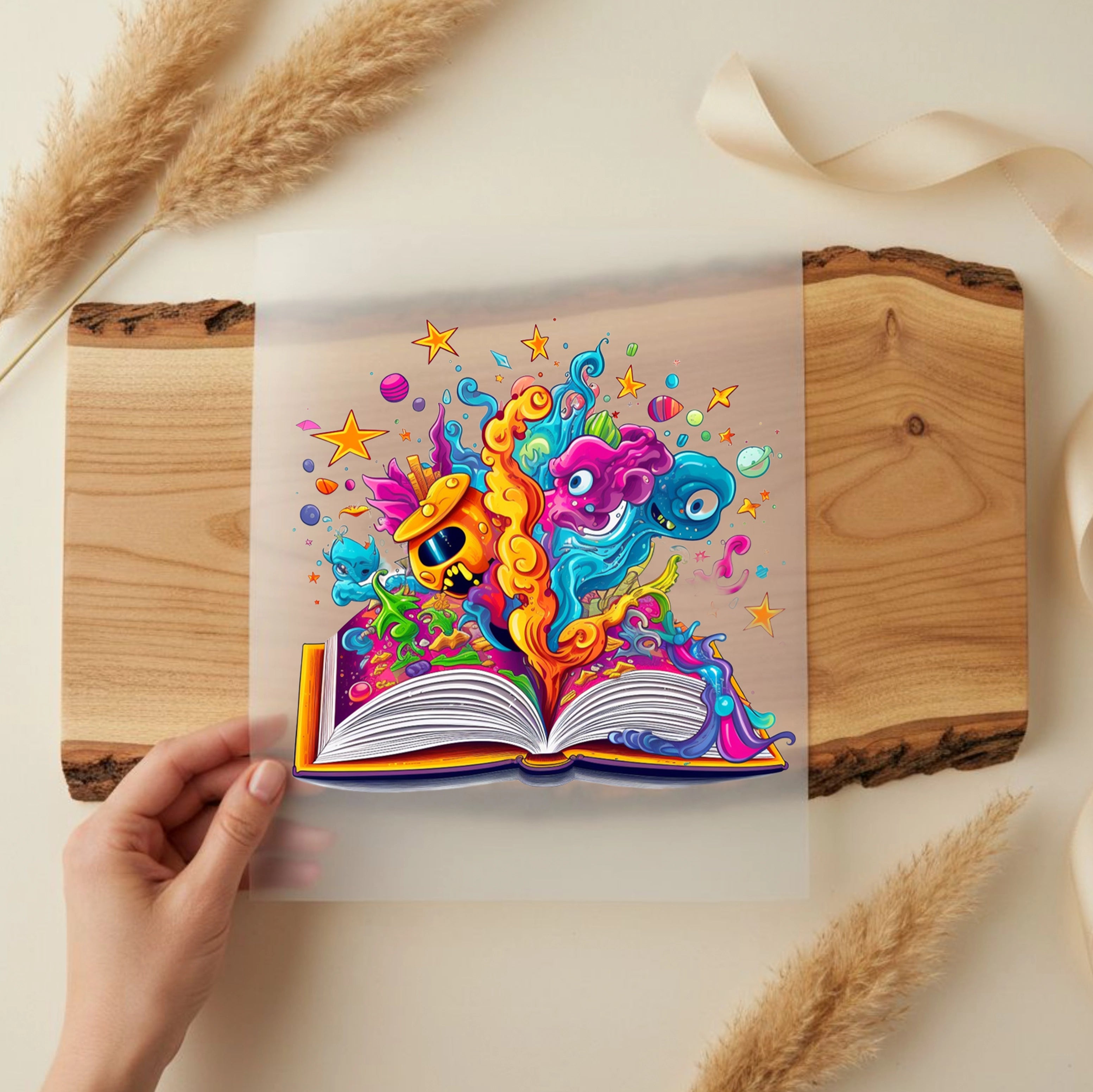 Bügelbild Magisches Buch Bunt