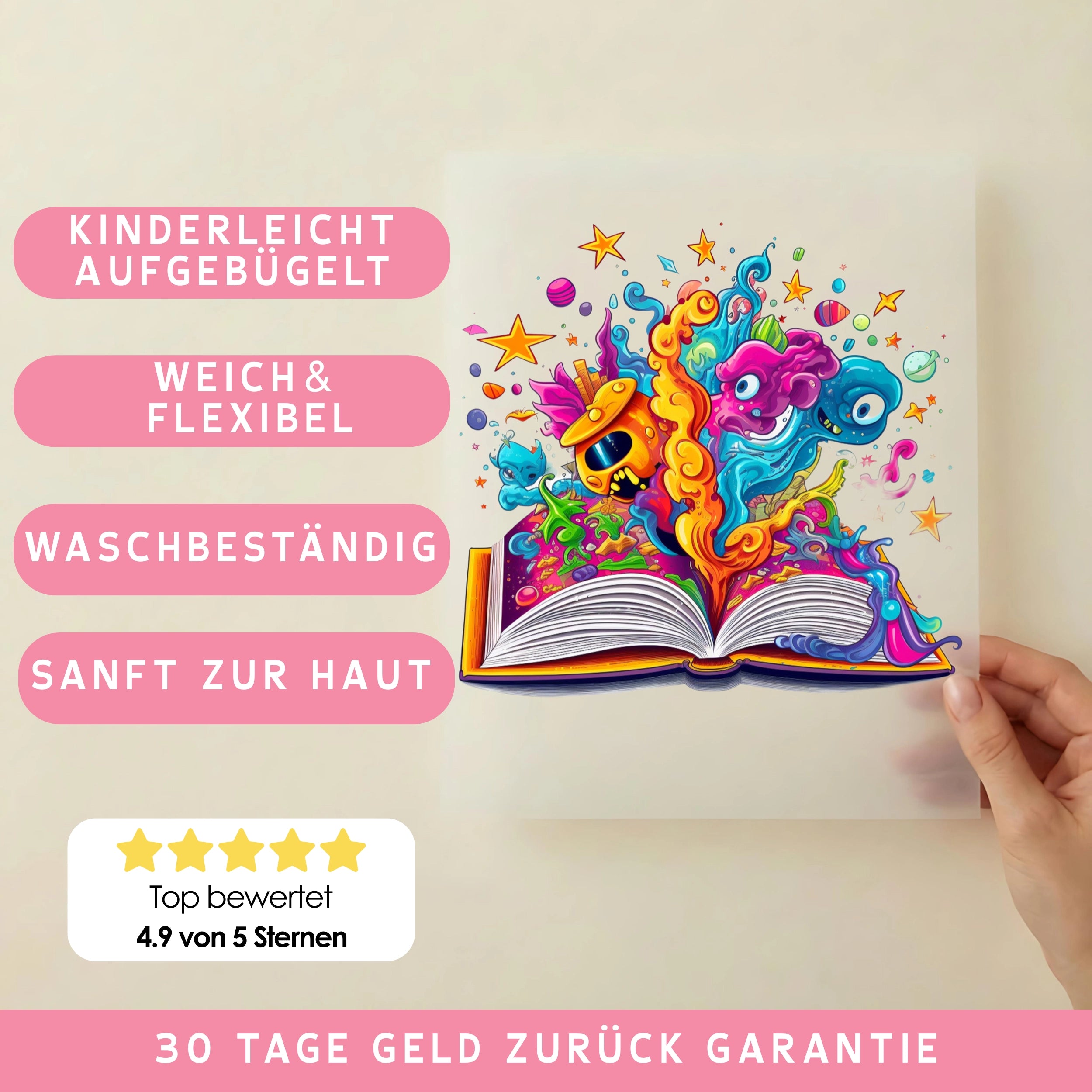 Bügelbild Magisches Buch Bunt