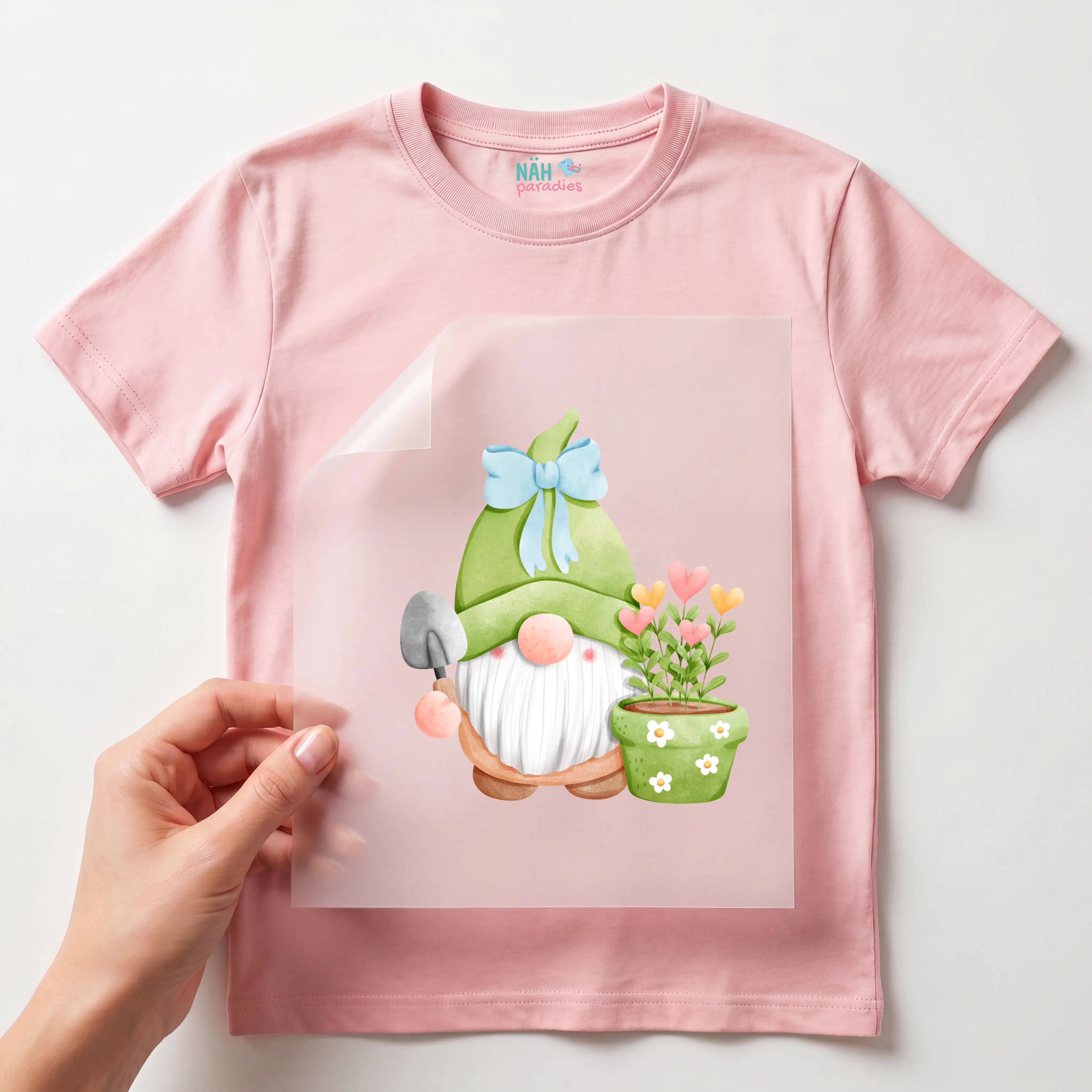 Bügelbild Gartenzwerg Grün