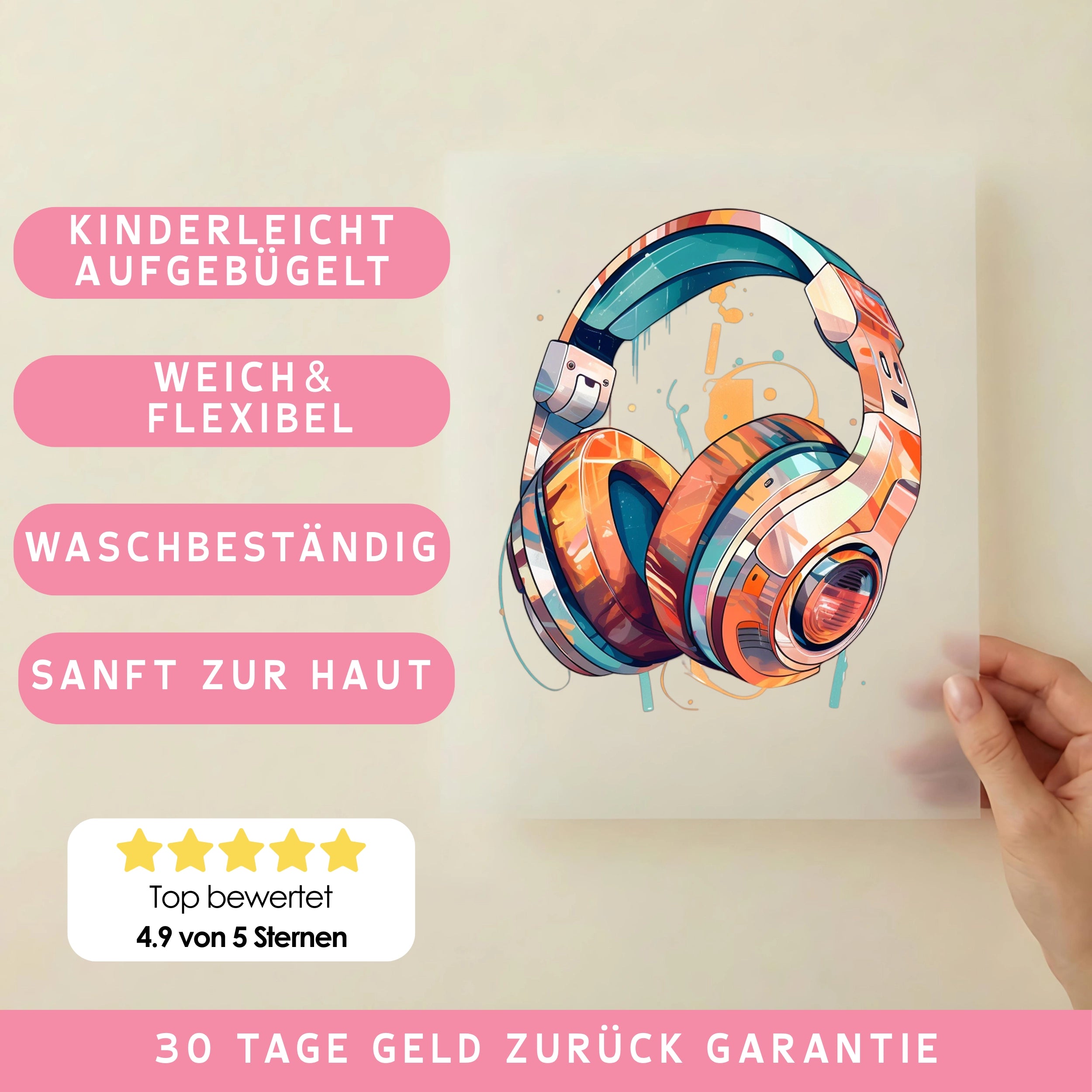 Bügelbild Kopfhörer