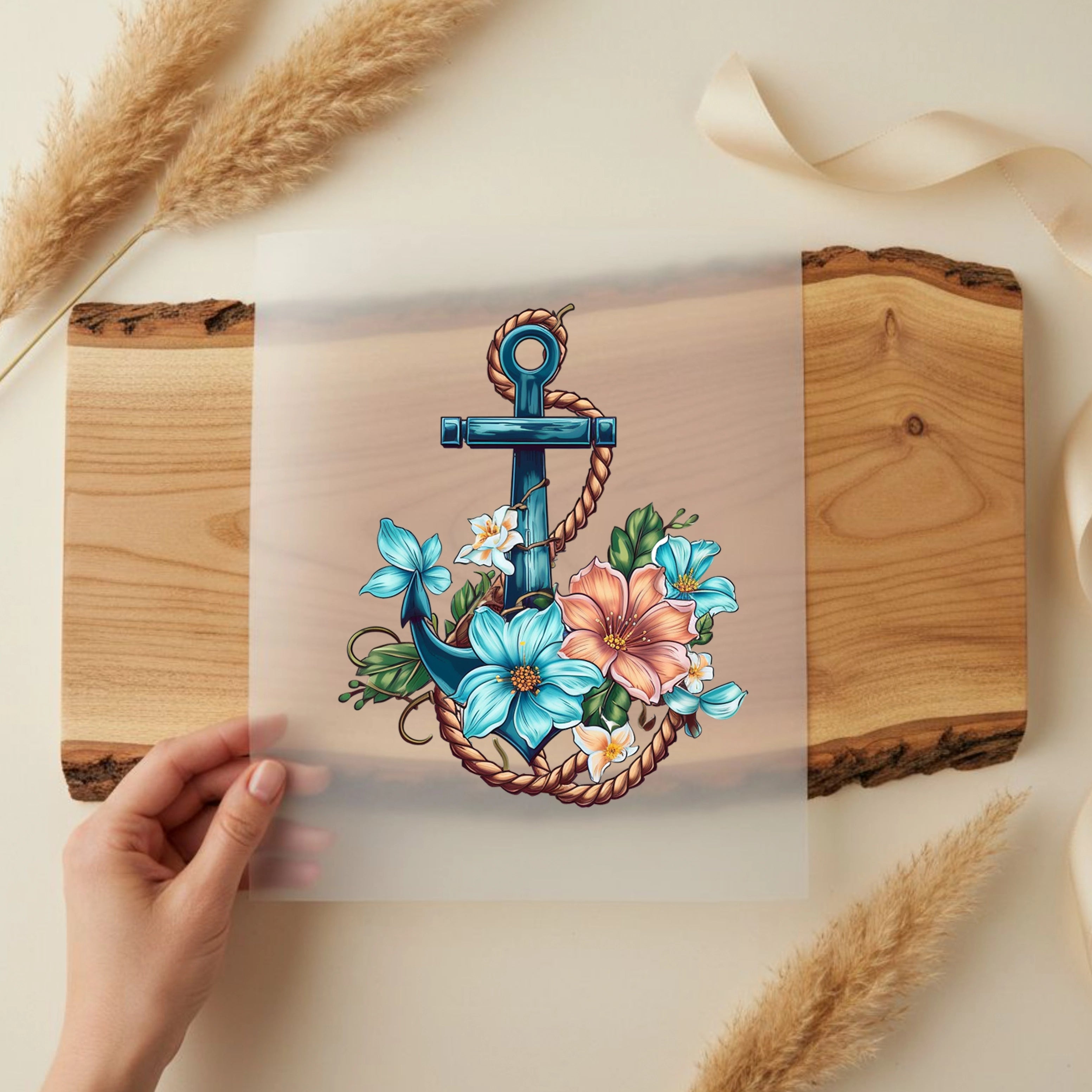 Bügelbild Anker Floral