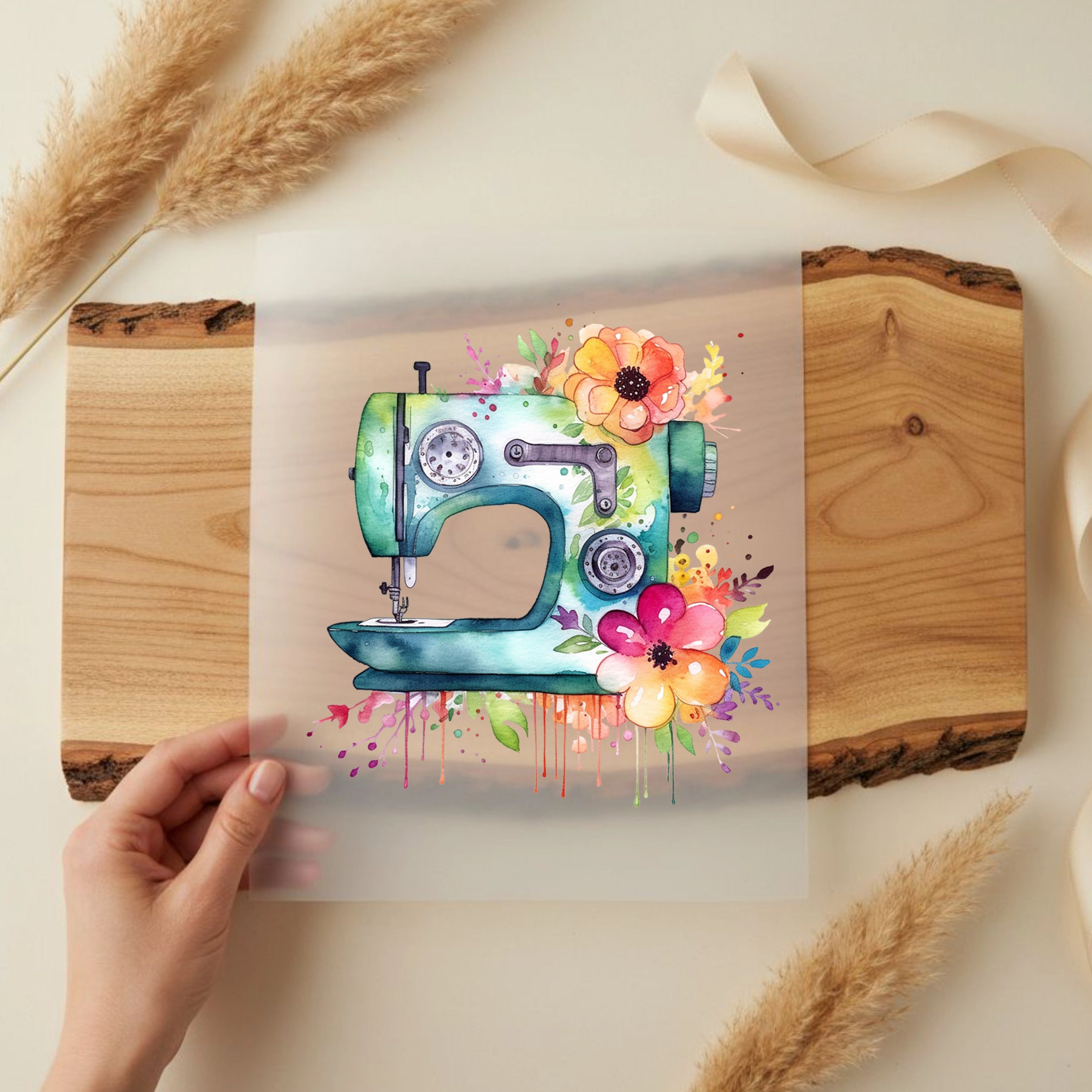 Bügelbild Nähmaschine Bunt