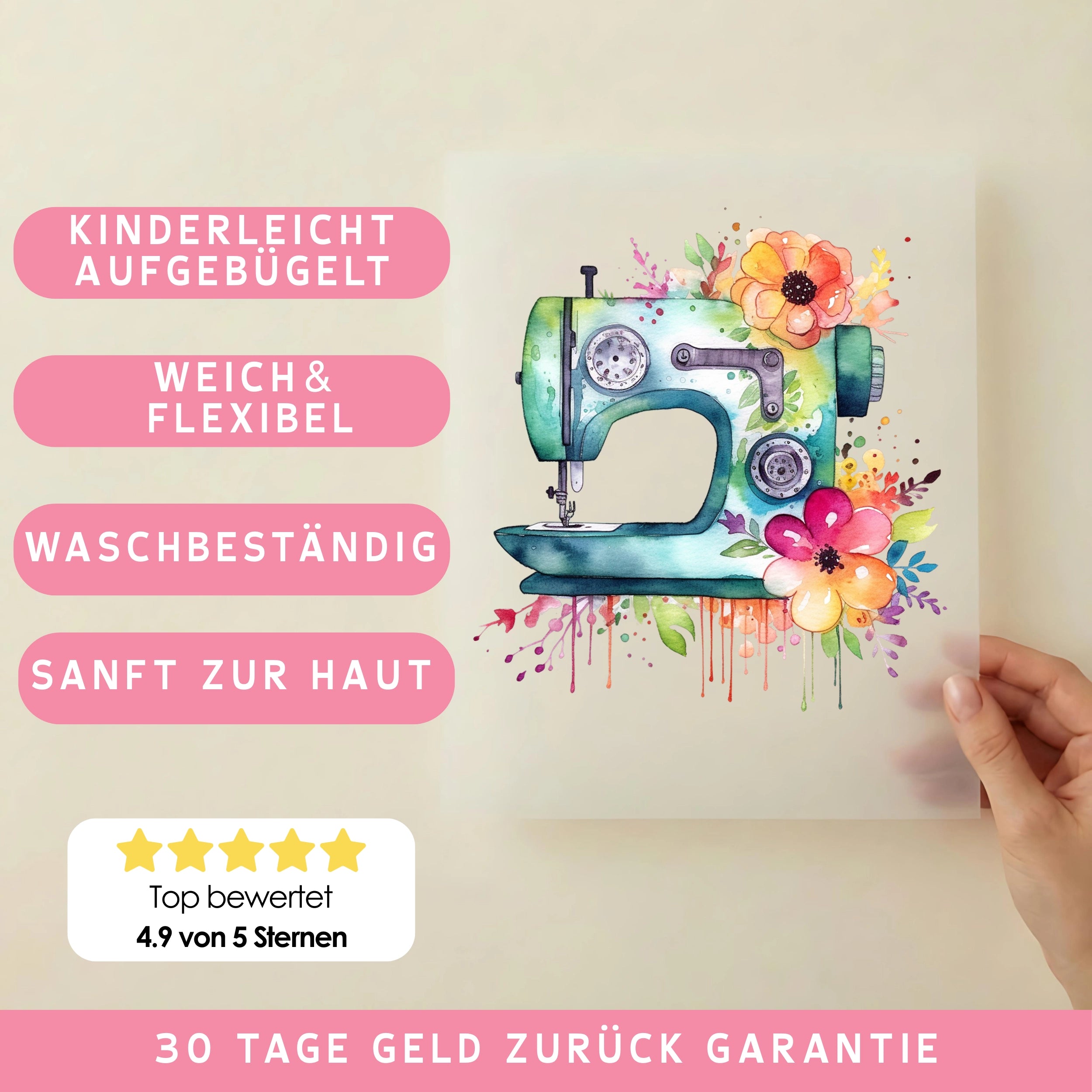 Bügelbild Nähmaschine Bunt