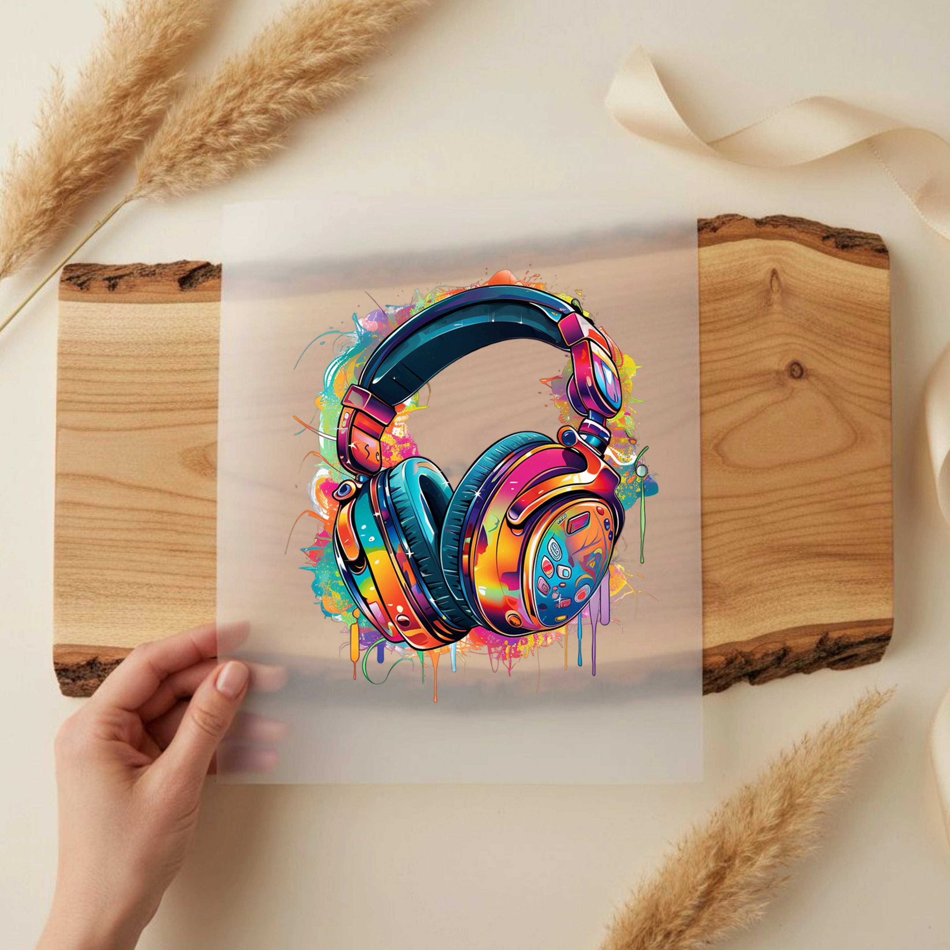 Bügelbild Kopfhörer Bunt