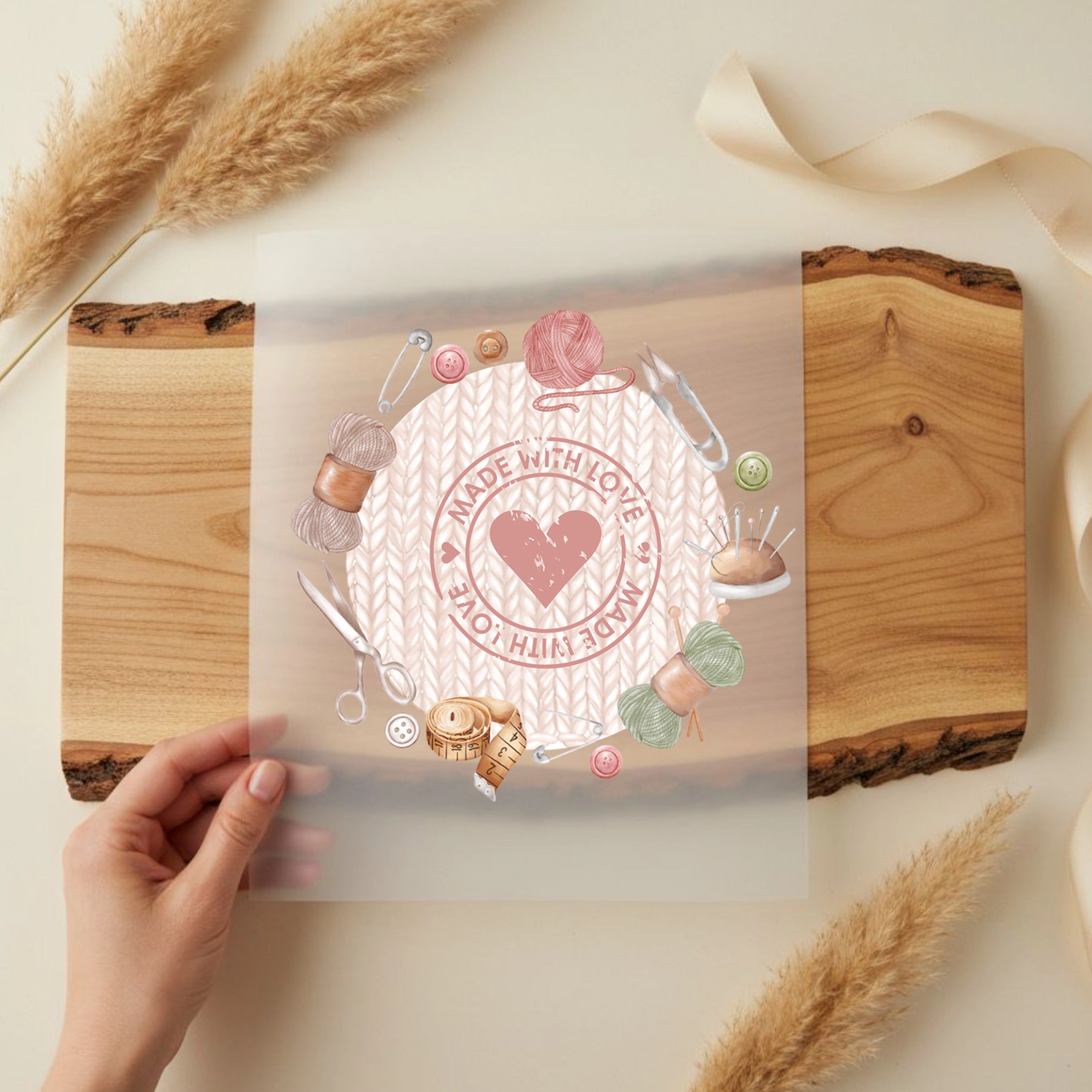 Bügelbild Stricken Handmade with love