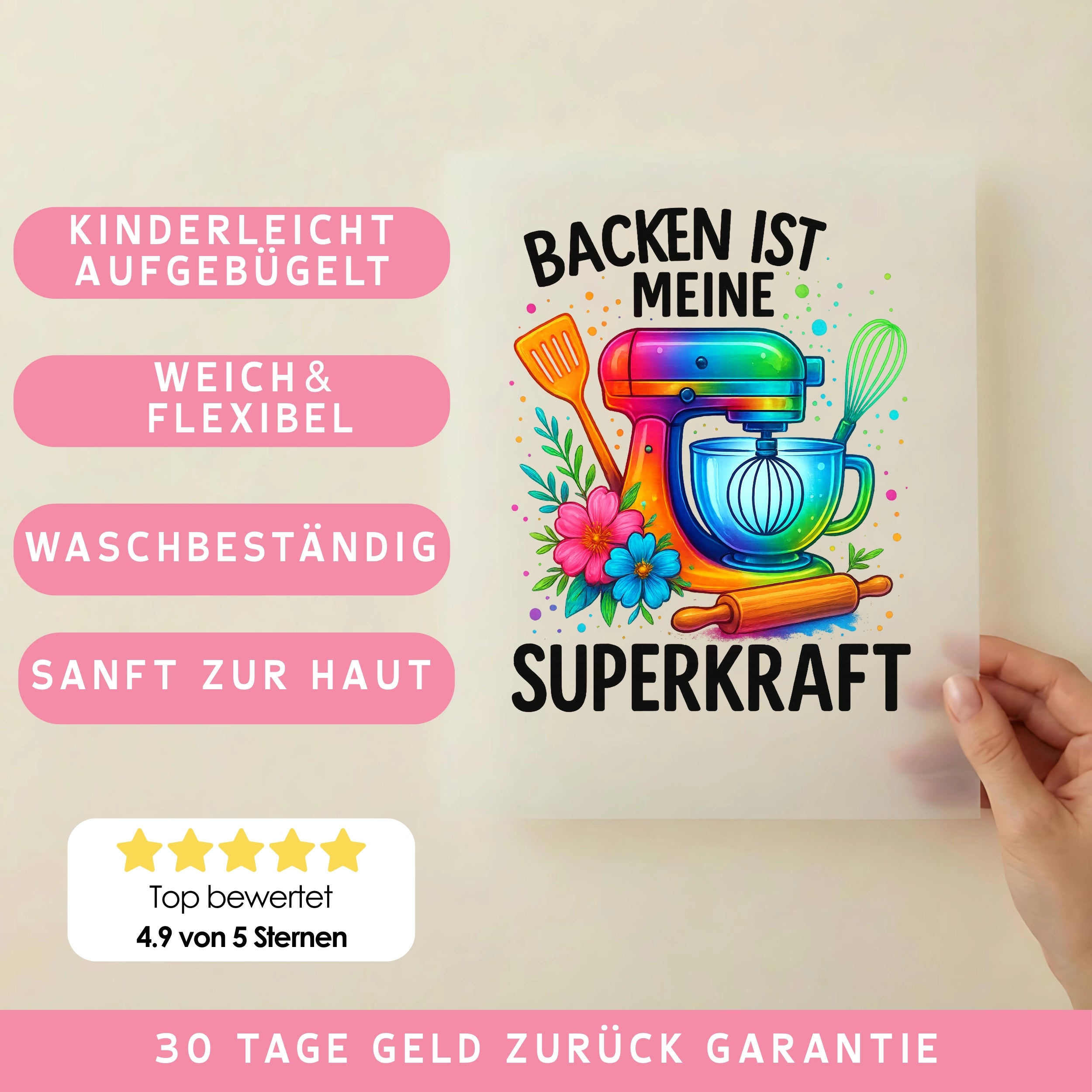 Bügelbild Backen ist meine Superkraft