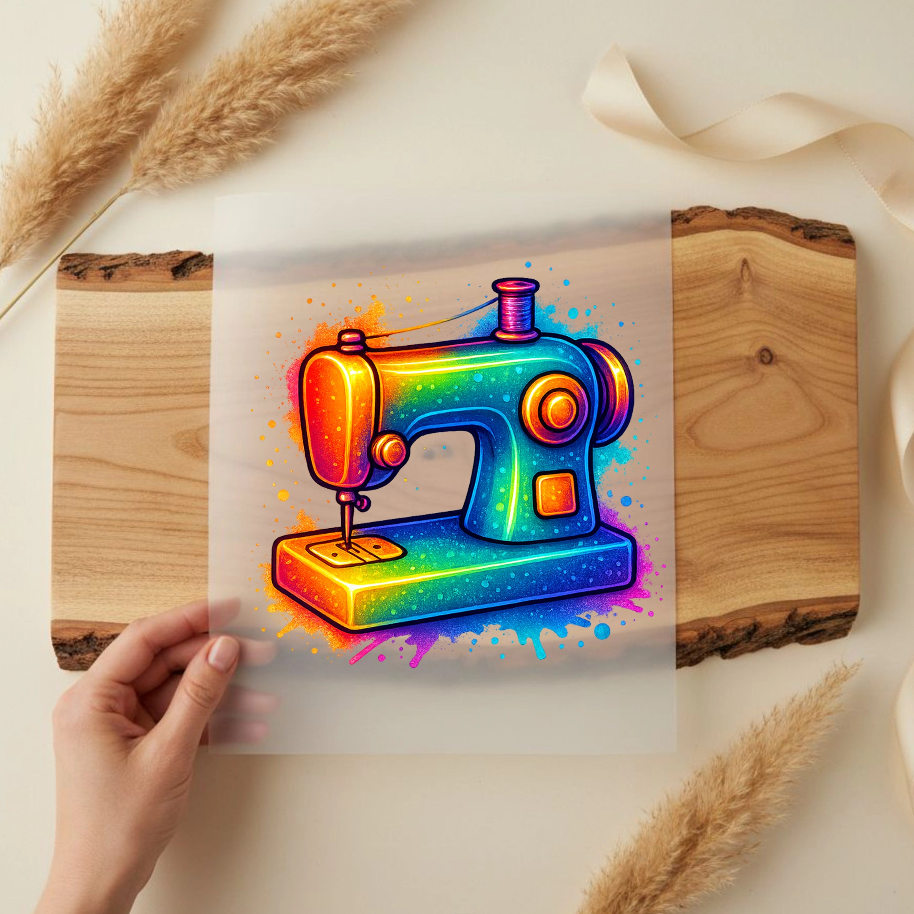 Bügelbild Nähmaschine Buntstich