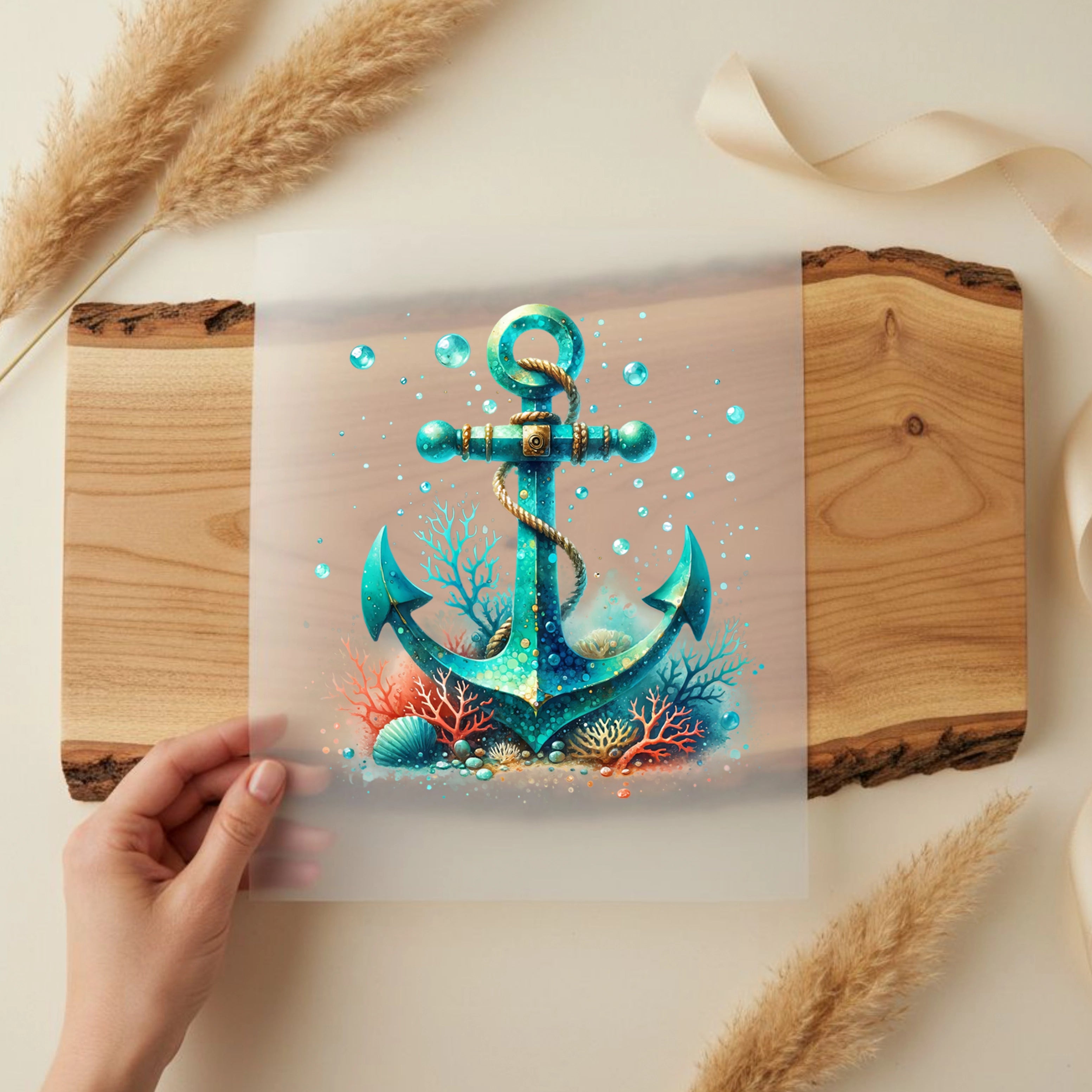 Bügelbild Anker Unterwasser Ruhe