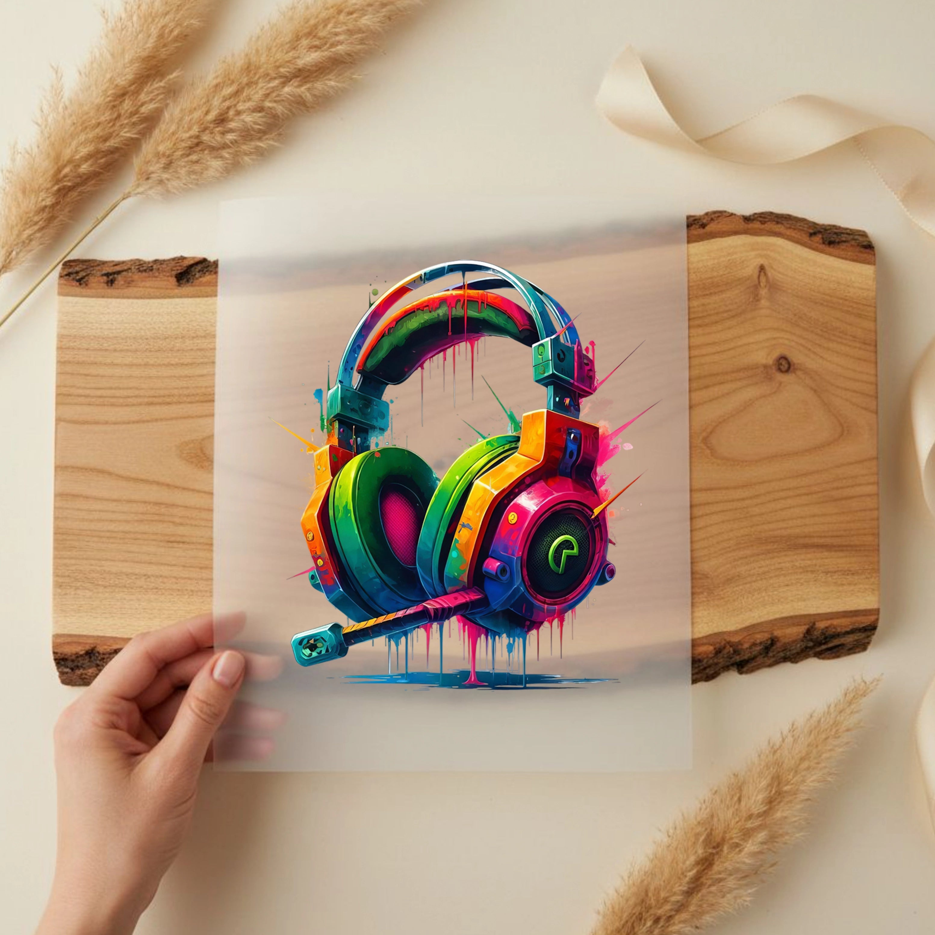 Bügelbild Kopfhörer Neonbeats